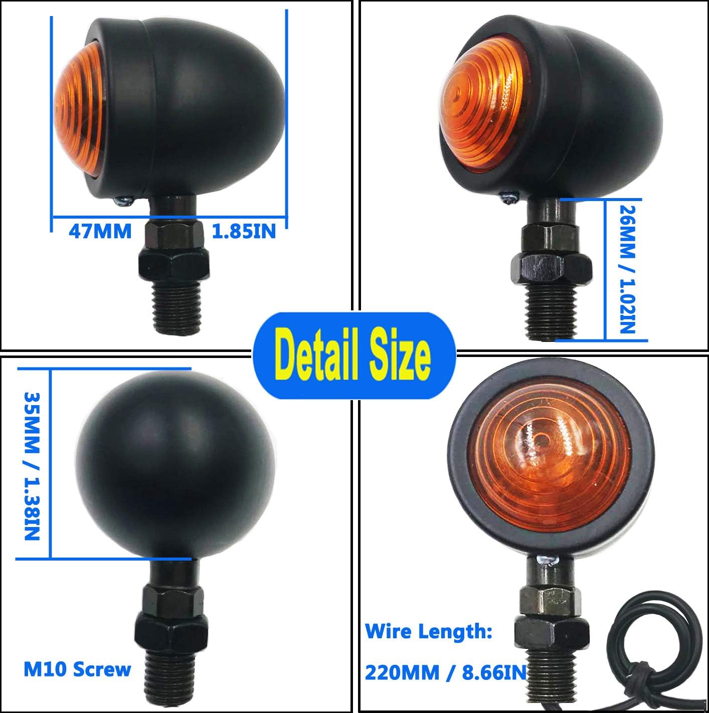 Universal Motorcycle Turn Signals Bullet Blinker Indicator Lights Amber Lamp Light for Sportster Cruiser Bobber Chopper Harley Honda Yamaha Kawasaki