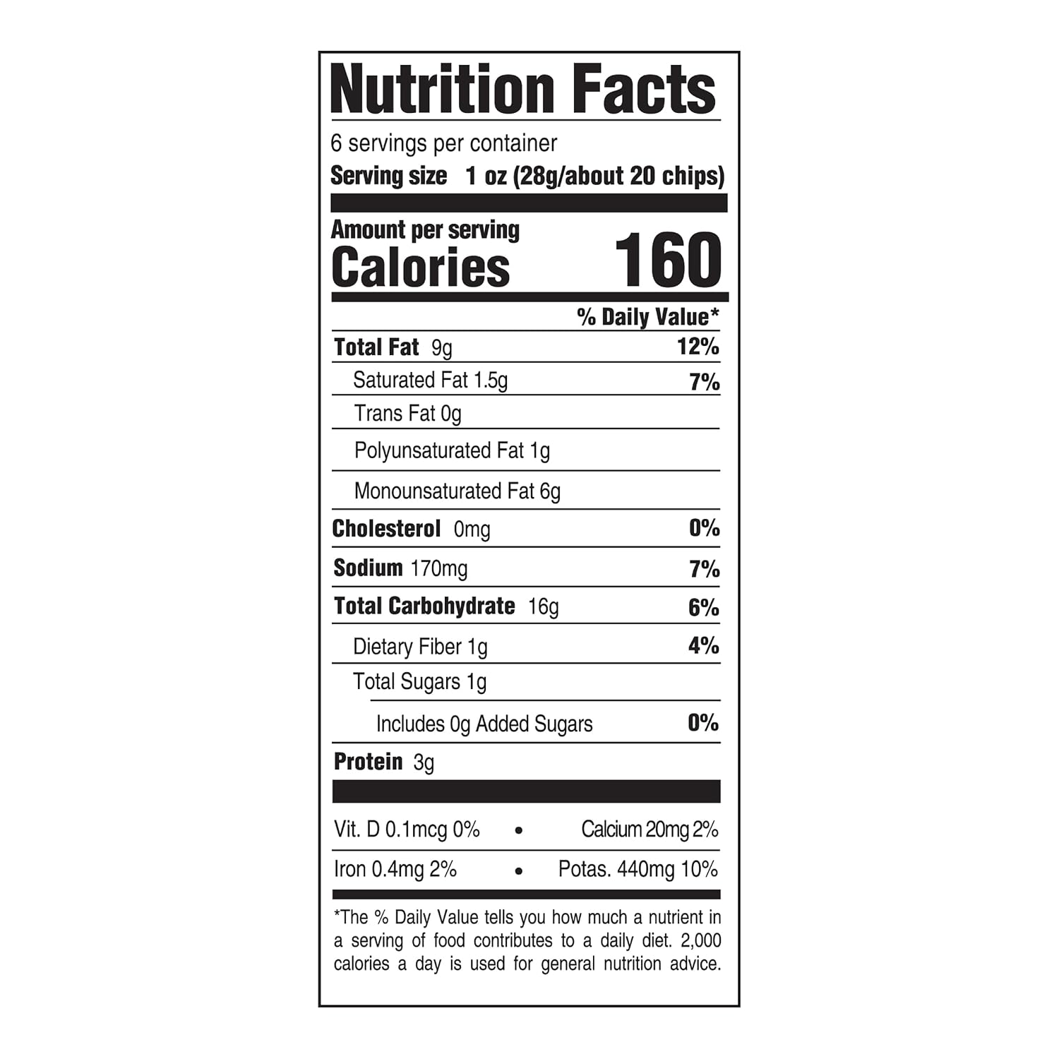 Boulder Canyon Avocado Oil Sea Salt Potato Chips 6 Count, 1.25 OZ