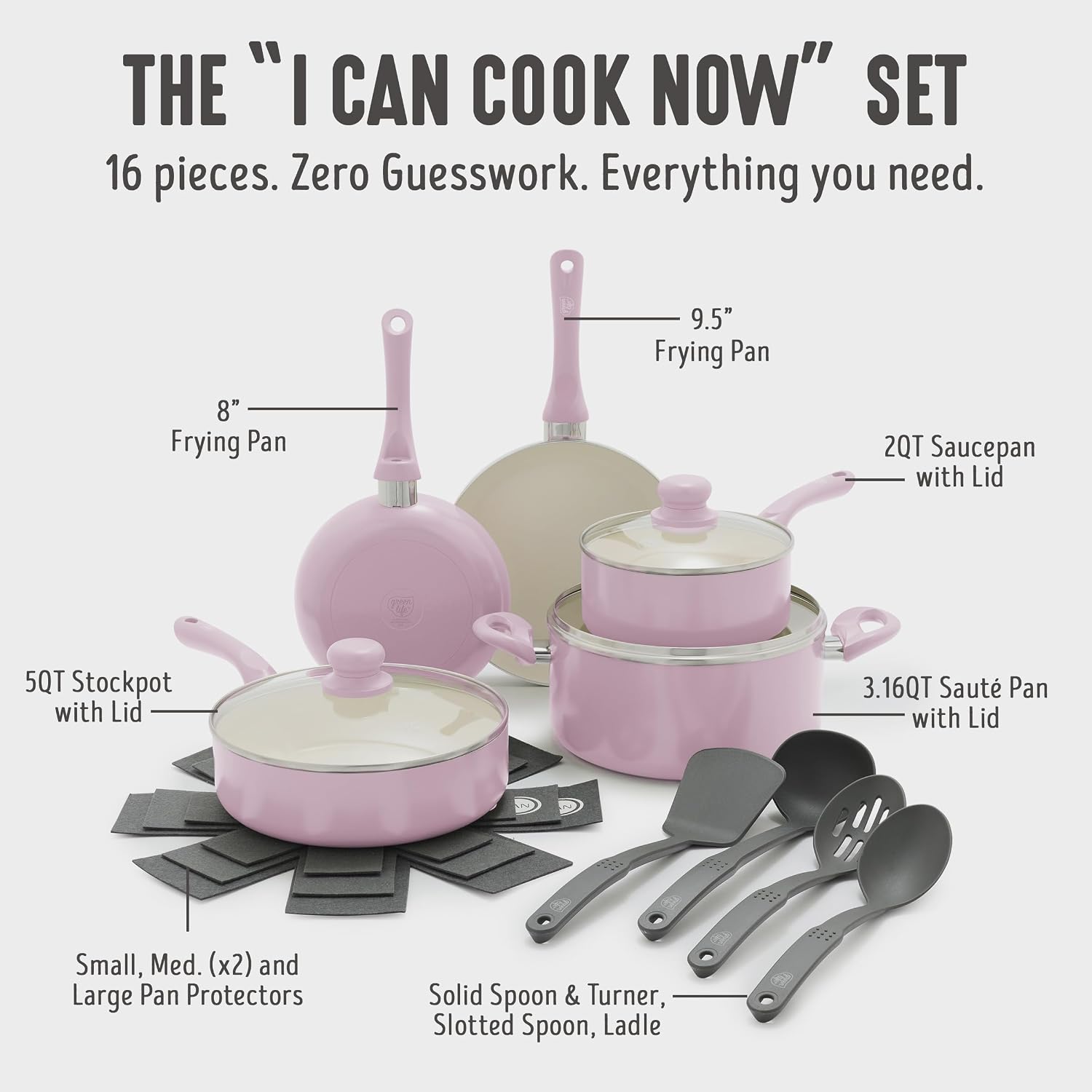 GreenLife 16 Piece Ceramic Nonstick Pots & Pans Cookware Set, Turquoise | PFAS-Free Ceramic Nonstick, Stockpot, Frying Pans, Saucepans, Sauté Pan, Stay-Cool Handles, Dishwasher & Oven Safe up to 350F