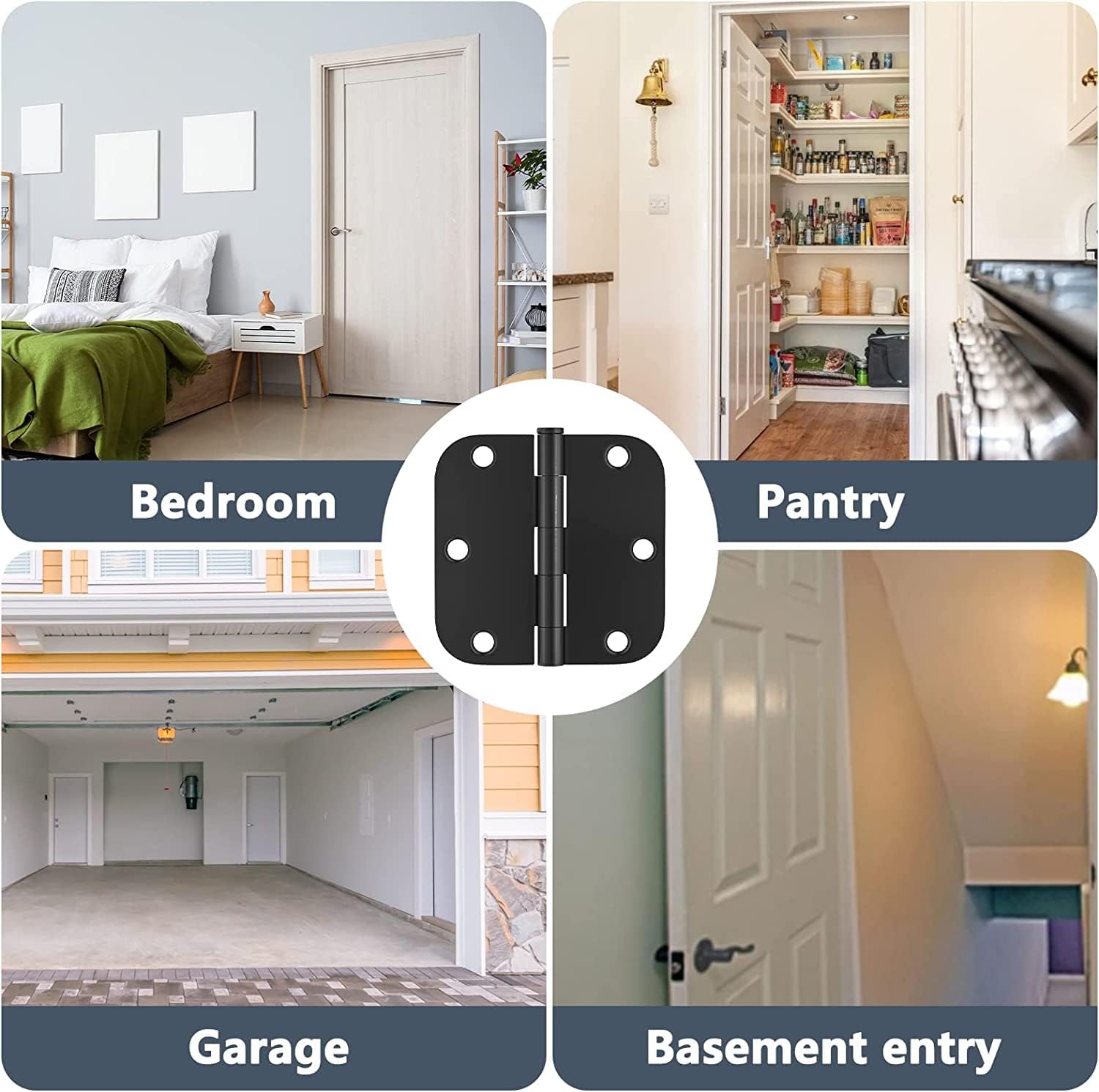 HOSOM 18 Pack 3.5 Inch Brushed Nickel Interior Door Hinges, 5/8 Radius, Satin Nickel 3 1/2 Interior Door Hinges, 3.5 "x 3.5" Silver Hardware