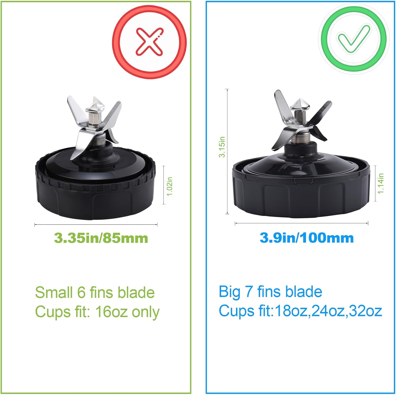 Blender Cups Fit for Ninja, Replacement Parts 16OZ Cups with Lids