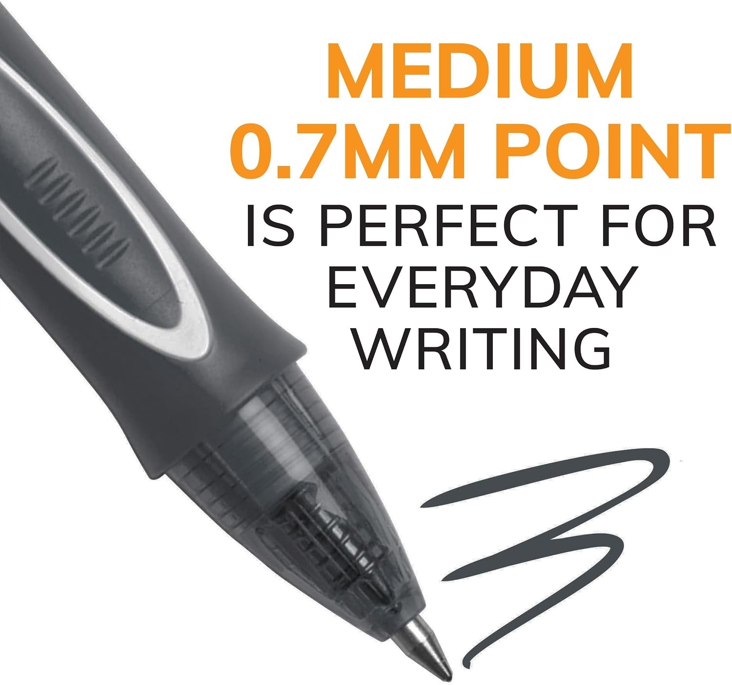 BIC Gelocity Quick Dry Black Gel Pens, Medium Point, 0.7 mm, 12-Count | Quick Dry Ink Resists Smearing | Full-Length Comfort Grip | Ideal for Students and Teachers | 12 Pens in Pack