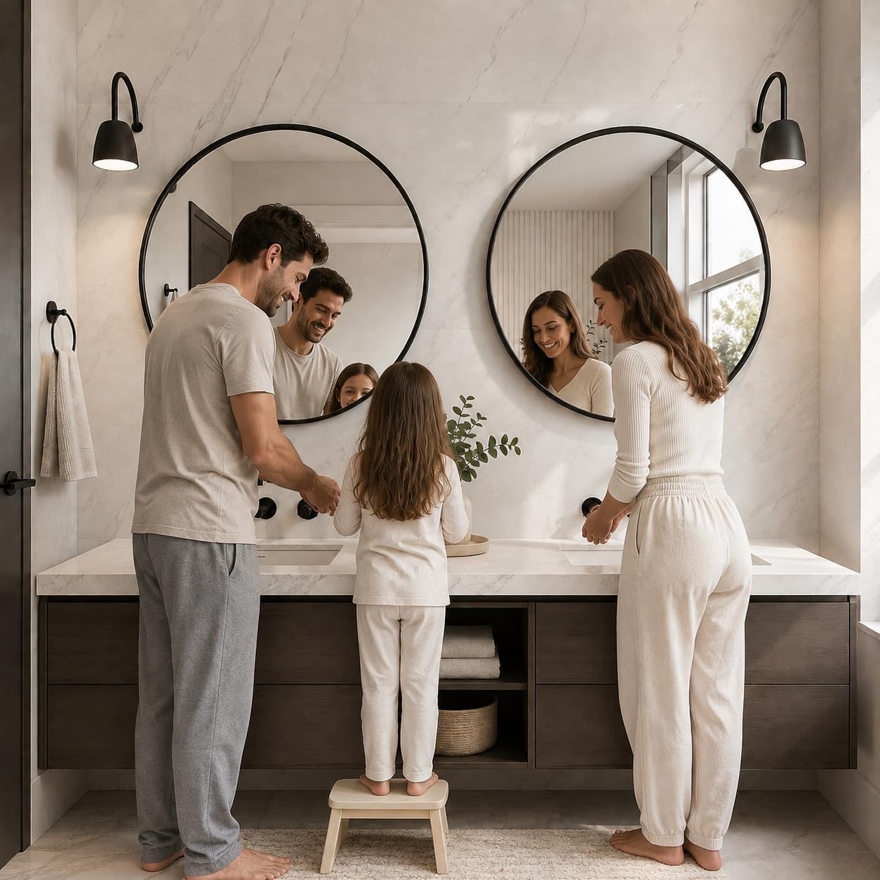 USHOWER Frameless Round Bathroom Mirror 24"