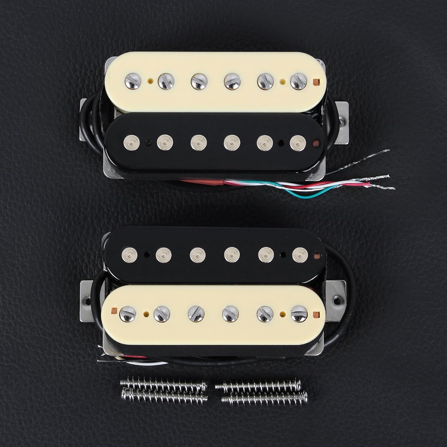FLEOR Alnico 5 Guitar Pickup Double Coil Humbucker Pickups Neck and Bridge Set Black