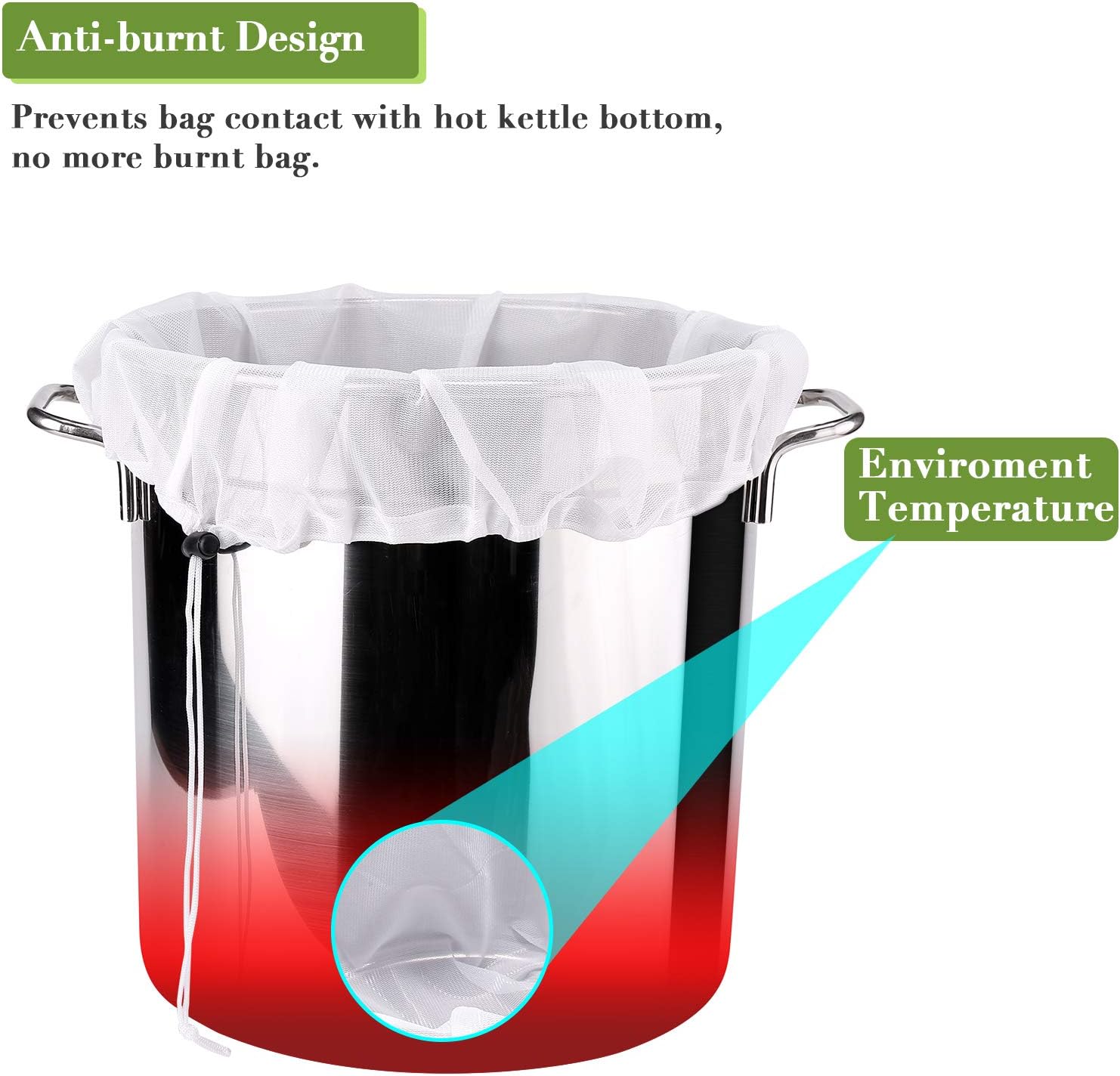 Brew Bags Reusable 3 Pack, Extra Large 26"x22" Fine Mesh Strainer Bag for Home Brewing Hops Grains Wine Beer Making Drawstring Straining Brew in a Bag
