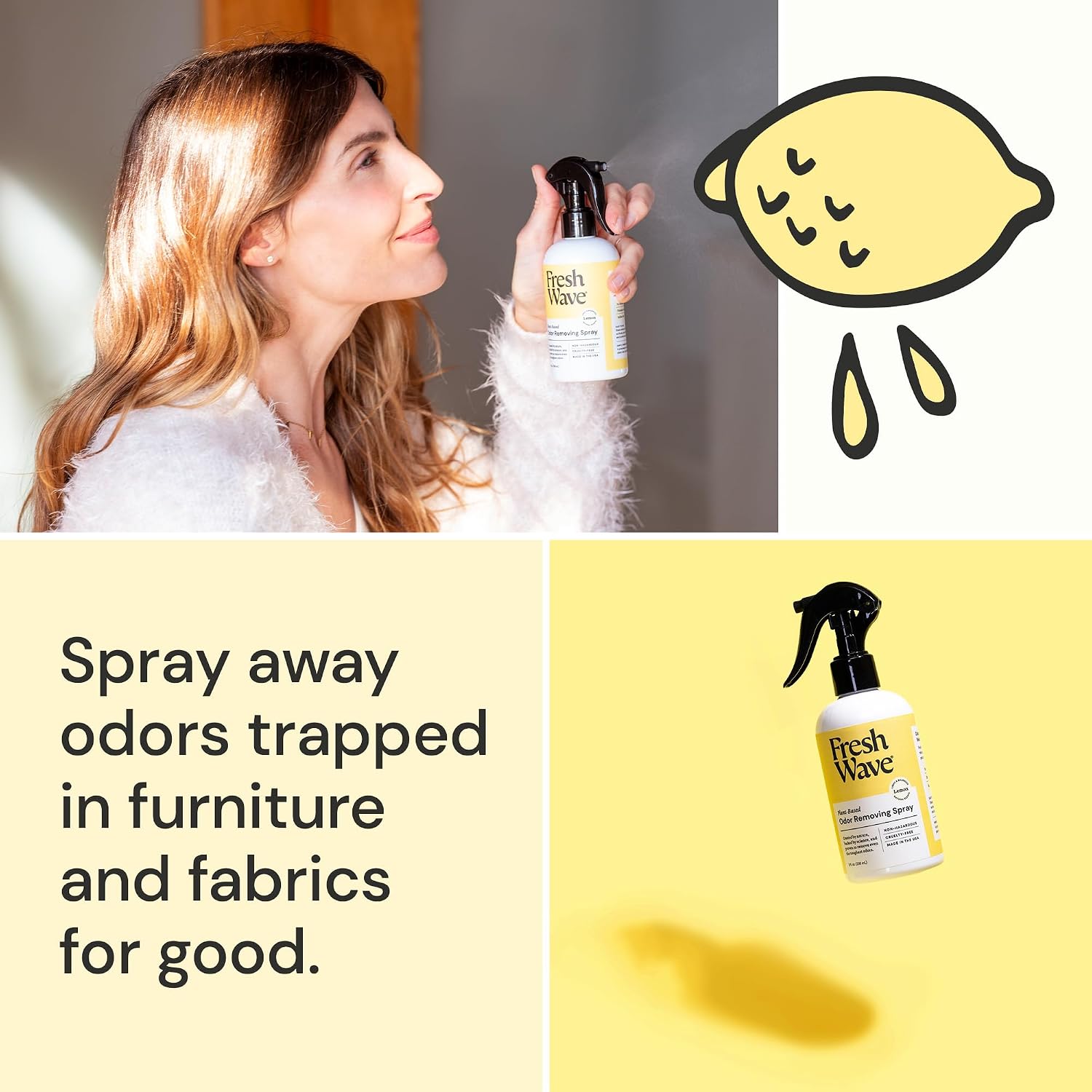 Fresh Wave Original Room and Fabric Air Freshener Spray, 2-Pk, 8 oz | Plant-based formula, Pet-safe and people-safe, Fabric and room deodorizer , For upholstery, carpets, shoes, and pet bedding