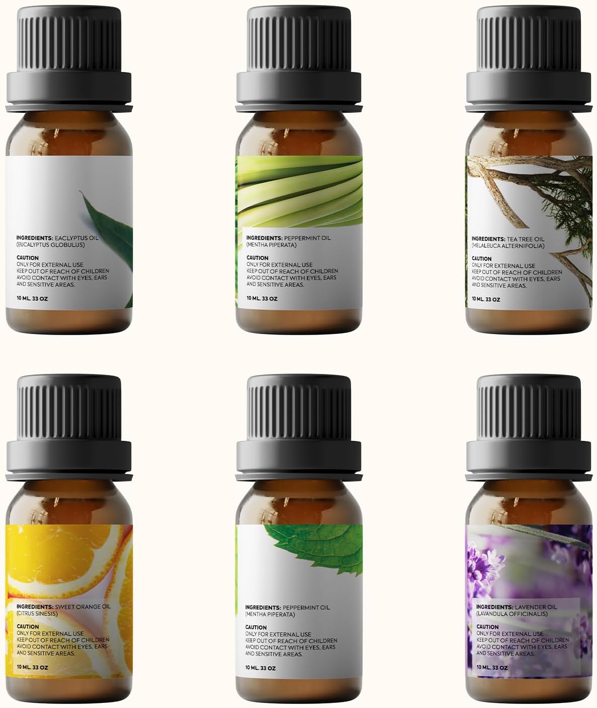 Essential Oils Set by Pure Aroma - Top 6 Aromatherapy Oils Gift Set-6 Pack, 10ml (Eucalyptus, Lavender, Lemongrass, Sweet Orange, Peppermint