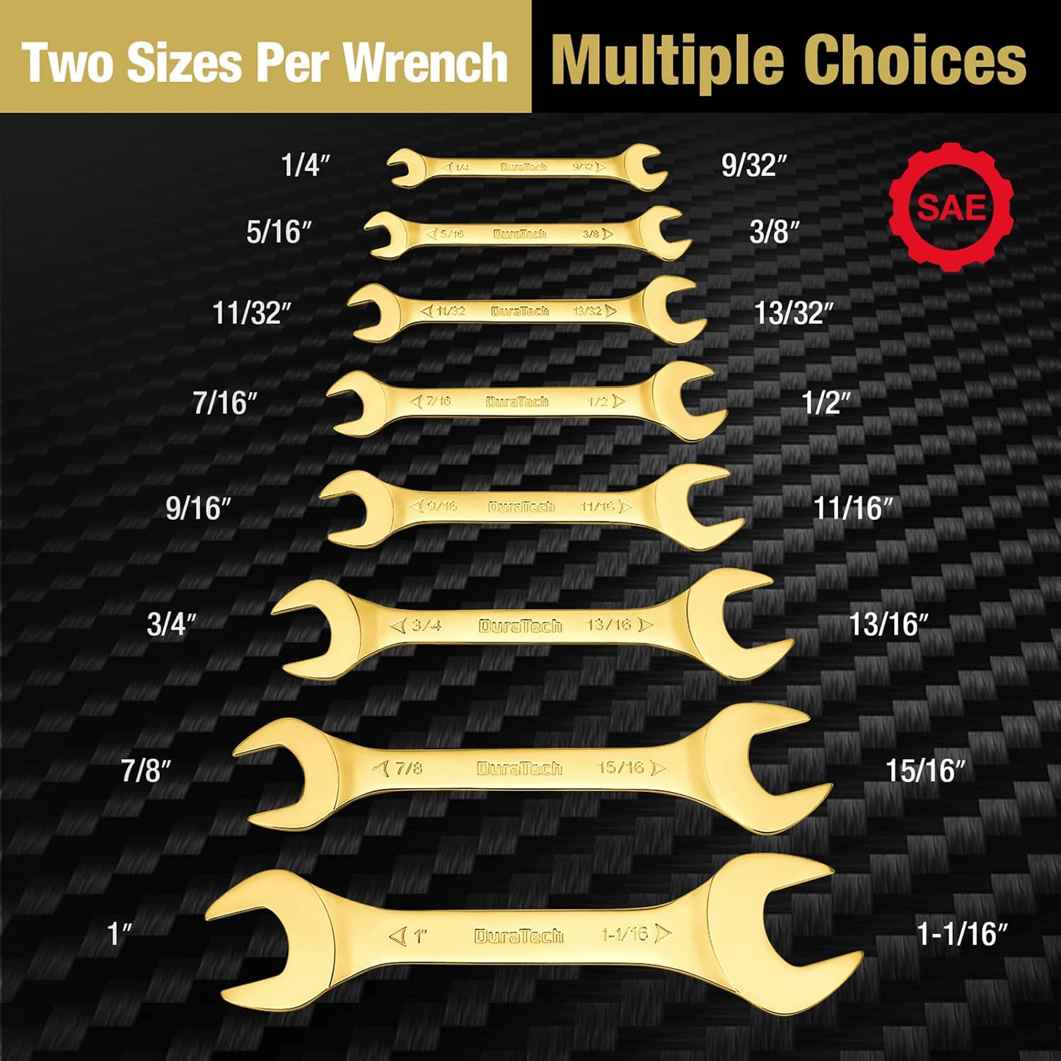 DURATECH Super-Thin Open End Wrench Set, 8-Piece, Metric