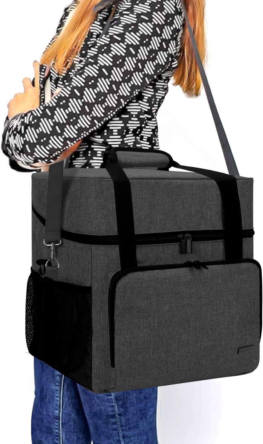 LUXJA Serger Machine Carrying Case with Bottom Wooden Board, Gray