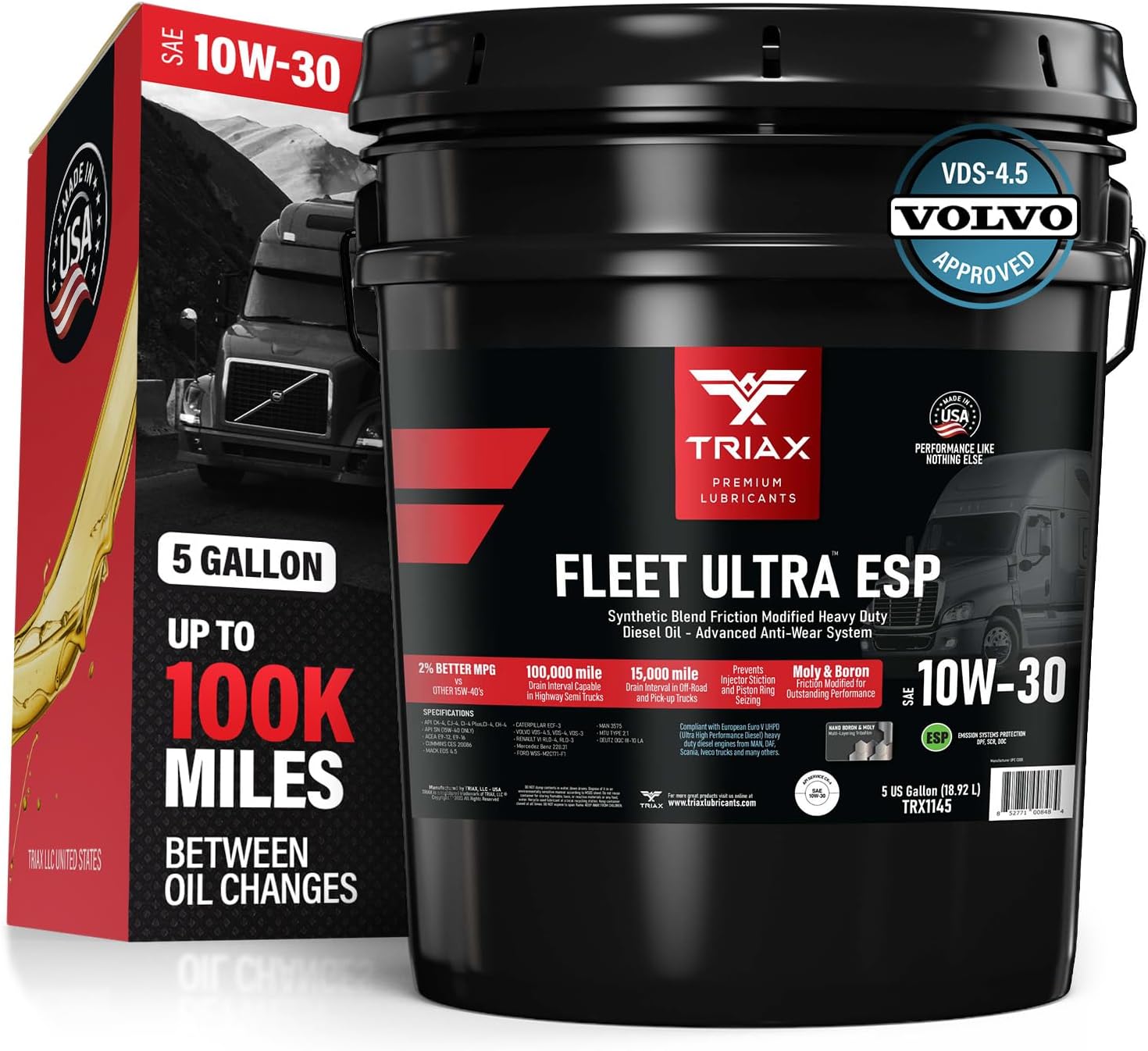 TRIAX Fleet Ultra ESP 10W-30 API CK-4 Licensed Synthetic Blend, Moly and Boron Performance Boosted, Heavy Duty Diesel Engine Oil