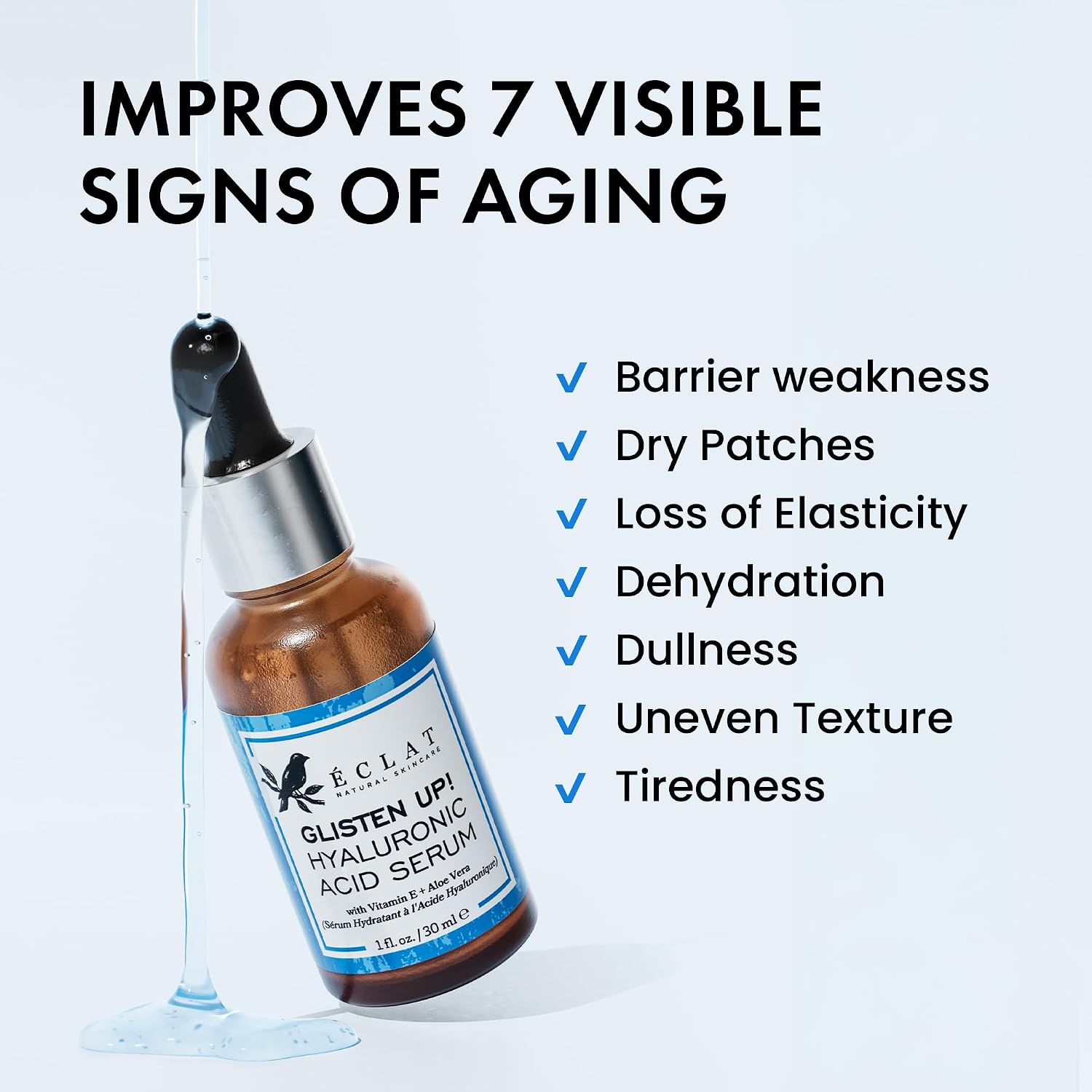 Eclat Skincare Vitamin C Serum - Skin Care for Dark Spots, Vitamin C Serum for Face with Hyaluronic Acid, Ferulic Acid, & Vit E - Anti Aging and Skin Brightening Vit C Formula for Face Care 1 Fl Oz