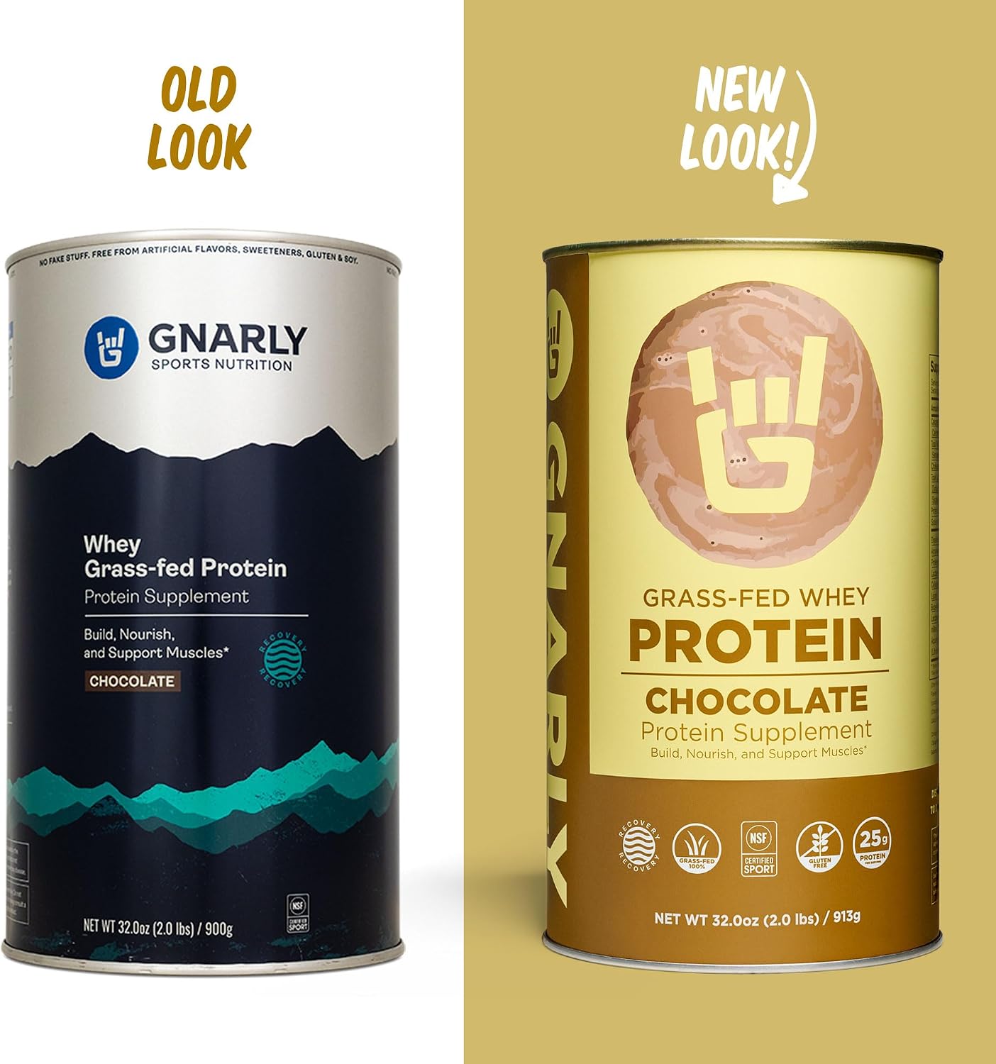 Gnarly Nutrition Chocolate Protein Powder – NSF Sport Certified – 25g Protein, Muscle Repair – Grass Fed Whey Powder, Smooth Taste – Chocolate, 32 oz