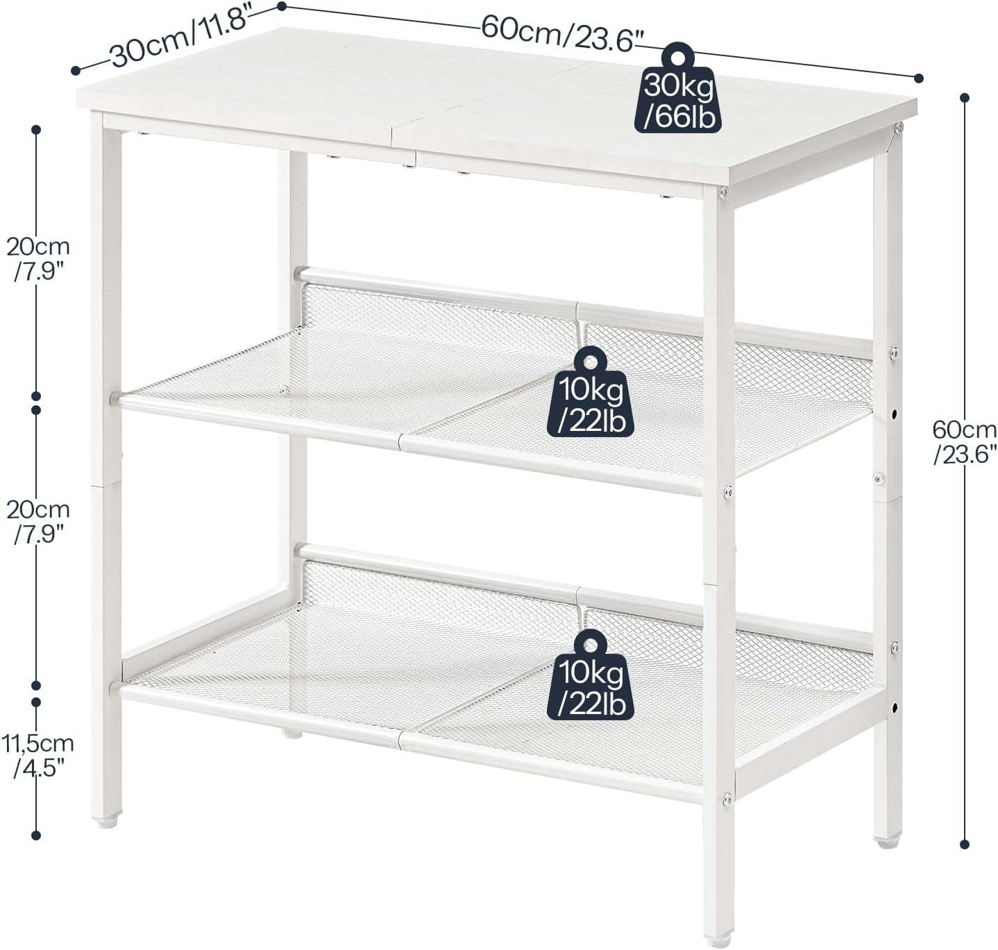HOOBRO End Table, 3-Tier Narrow Side Table, Nightstand with 2 Flat or Slant Adjustable Shelves for Small Spaces, Hallway, Living Room, Bedroom, Sturdy