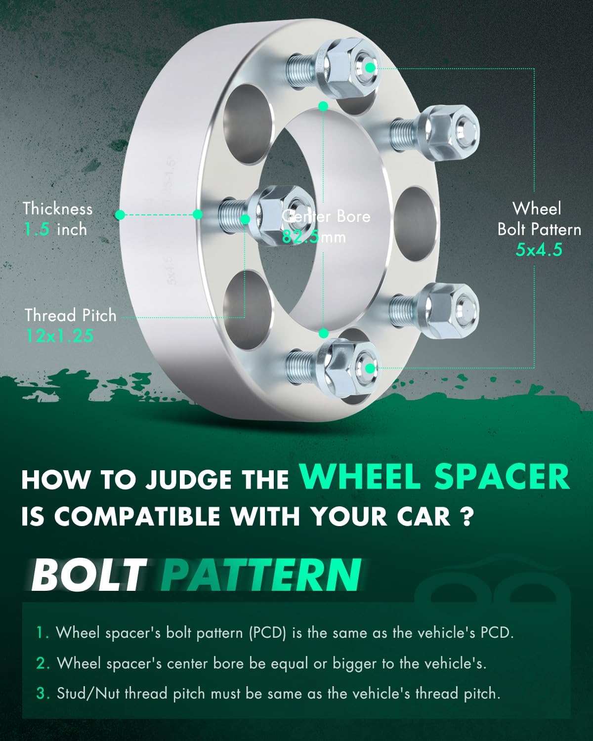 SCITOO 1.5" Wheel Spacers 5x4.5 Fit for NISSAN for Pathfinder 4Pcs Silver