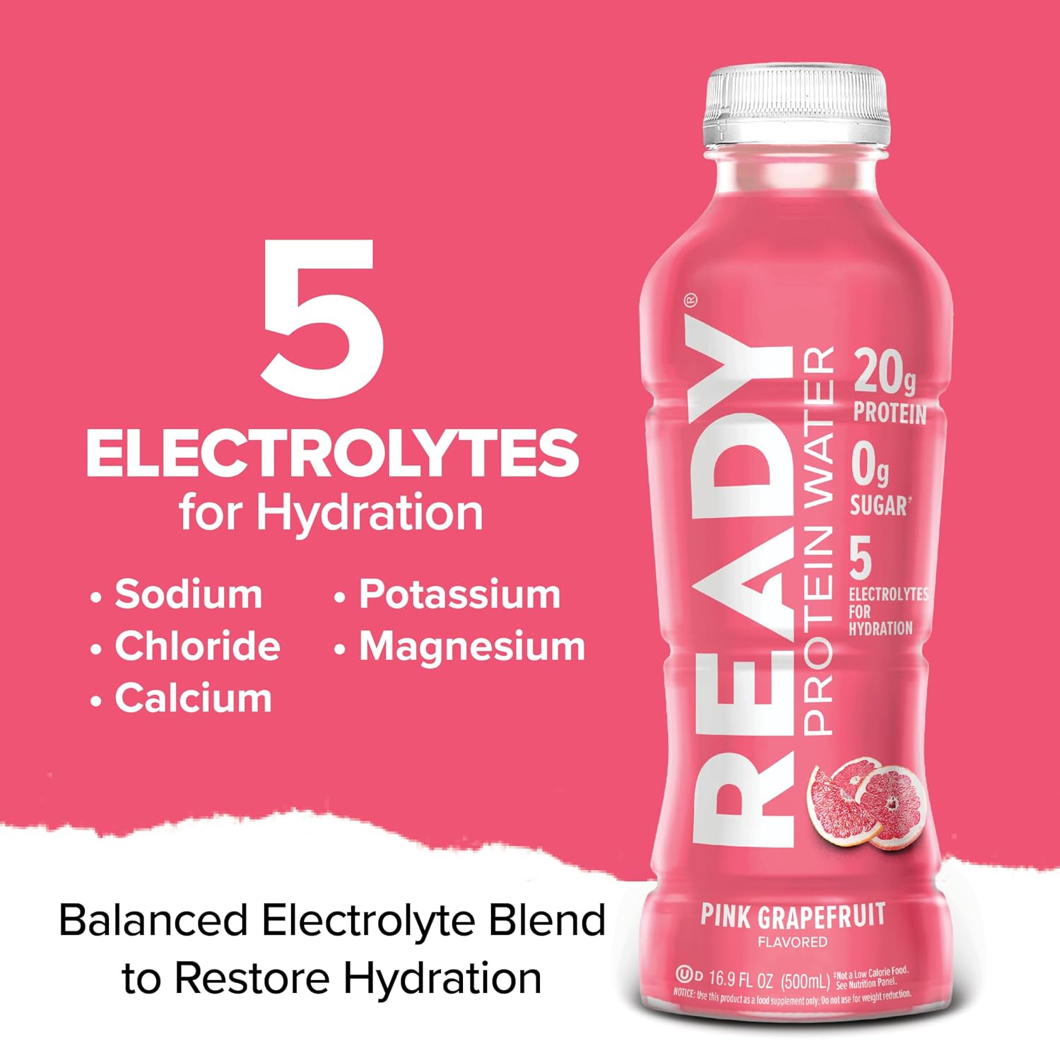 Ready Clear Protein Water, Blueberry, 20g Whey Protein Isolate, 12 Pack