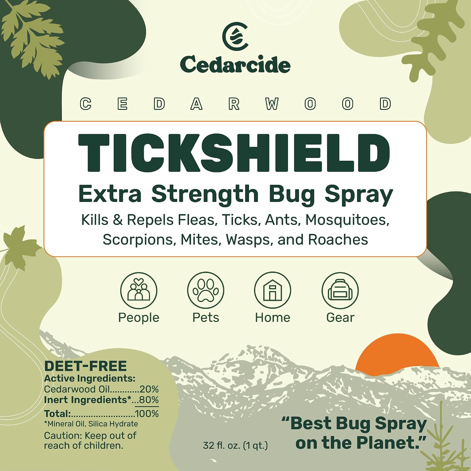 Tickshield Extra-Strength Bug Spray | Our Original Formula with an Extra Kick | for People, Gear, & Animals Over 20 Lbs (Pint)