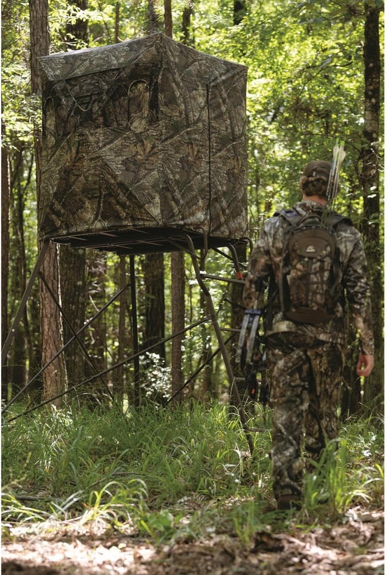 Guide Gear 6 Foot Tripod Hunting Tower Blind, 2-Man Stand Elevated, Hunting Gear Equipment Accessories, 4 by 4