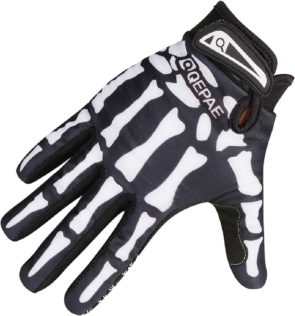 Azarxis Skeleton Gloves Adjustable Lightweight Racing Skull Sports Work Bone Gloves Anti-Slip Breathable for Men & Women Motorcycle, Cycling, Biking
