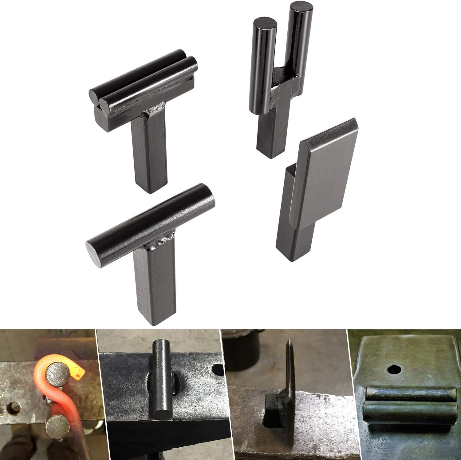 1 Inch Blacksmith Anvil Hardy Tool Set – Hot Cut, Creasing Tool Stake, Bottom Fuller, Turning Bending Scrolling Fork