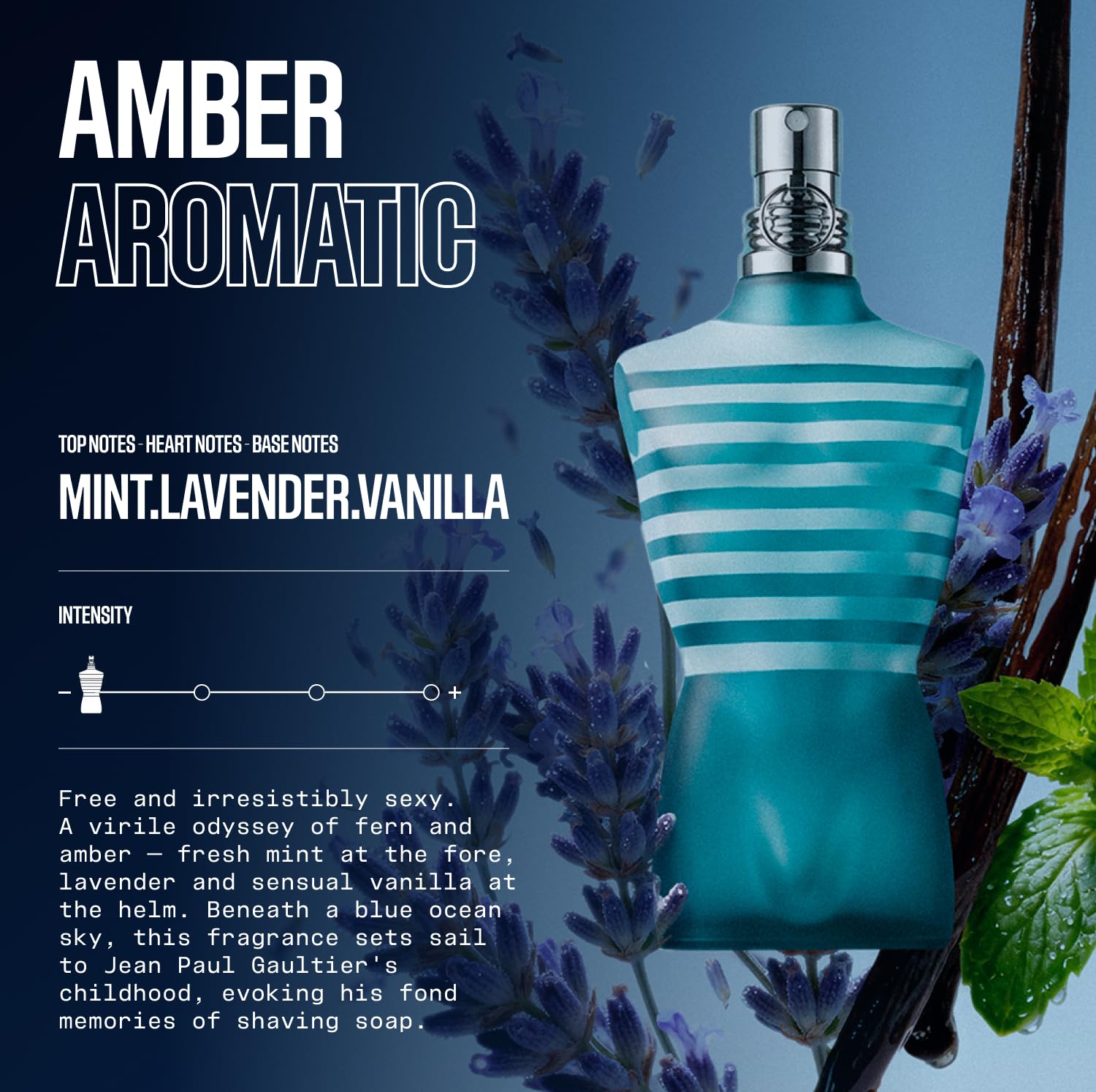 Jean Paul Gaultier Le Male Eau de Toilette - Long Lasting Amber Aromatic Cologne for Men with Fresh Mint, Lavender & Sensual Vanilla - Luxury Men's Cologne Spray