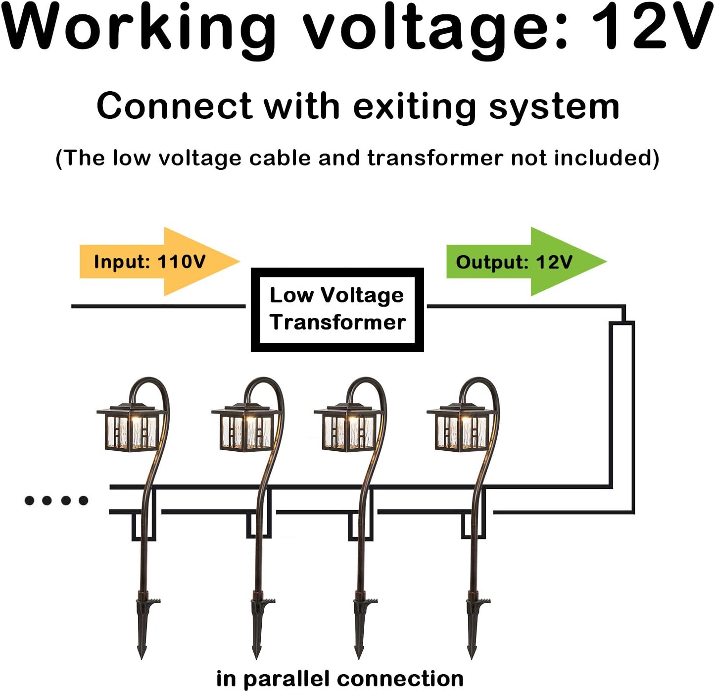 hykolity Low Voltage Landscape Lighting, Outdoor LED Pathway Lights
