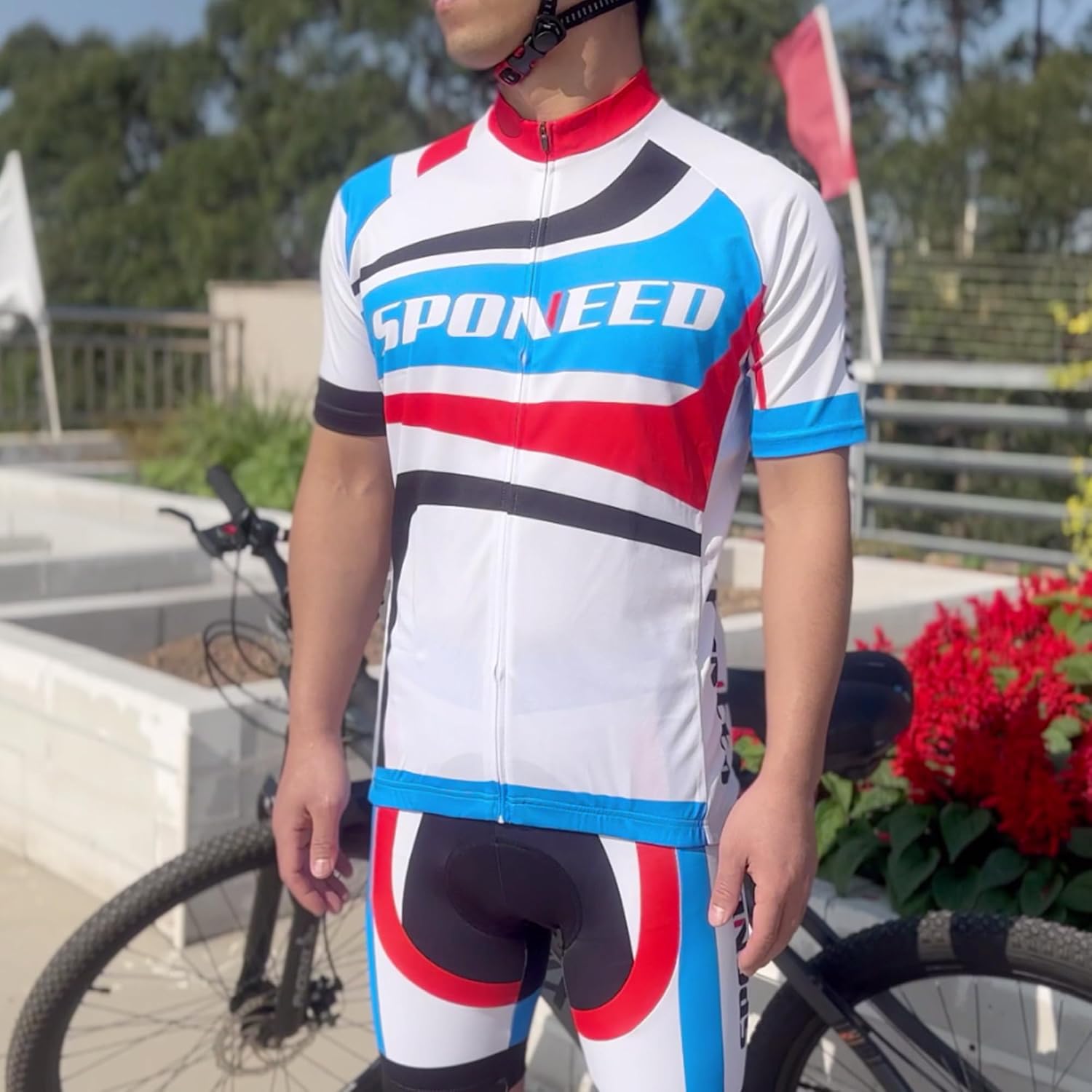 sponeed Cycling Jersey Short Sleeve Suits Men Bike Clothing Road Bicycle Shorts Padded Outfits