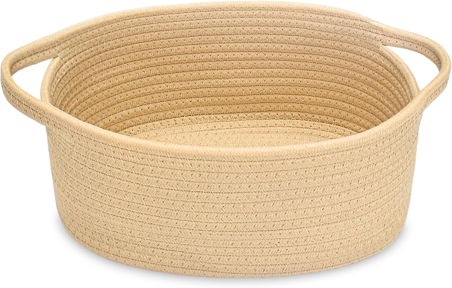 ABenkle Small Basket with Handles, Boho Decorative Rope Woven Dog Cat Toy Storage Bin Shelf Storage Organizer, Easter Christmas Gift Basket, 12"x8"x5"