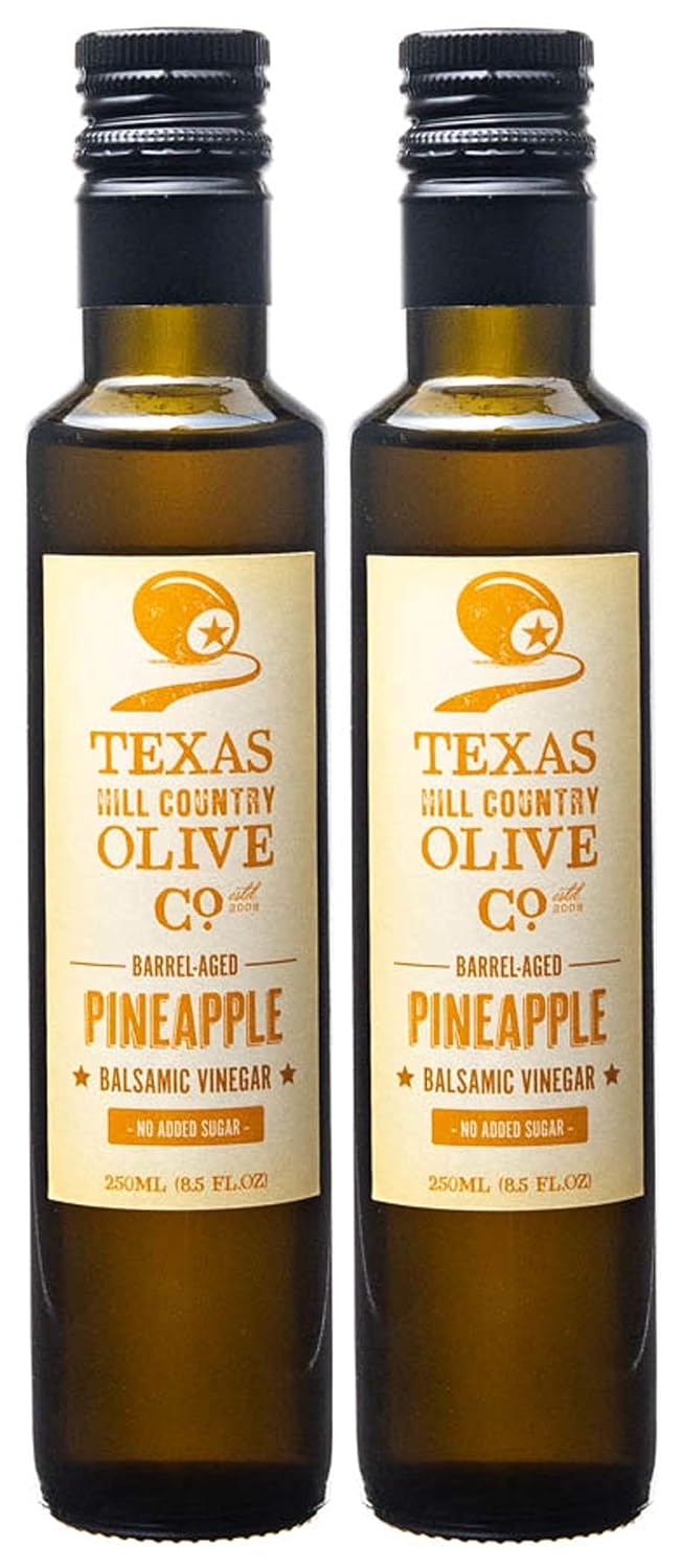 White Lemon Balsamic Vinegar - Gourmet Barrel Aged Infused Balsamic Vinegar - Great for Dressing Dipping Glazing - No Artificial Flavors or Added Sugar - Made in Texas (8.5 oz)
