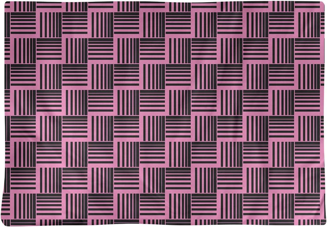 Dana Strider Black & Color Basketweave Stripes Table Placemat, 18 x 14, Pink
