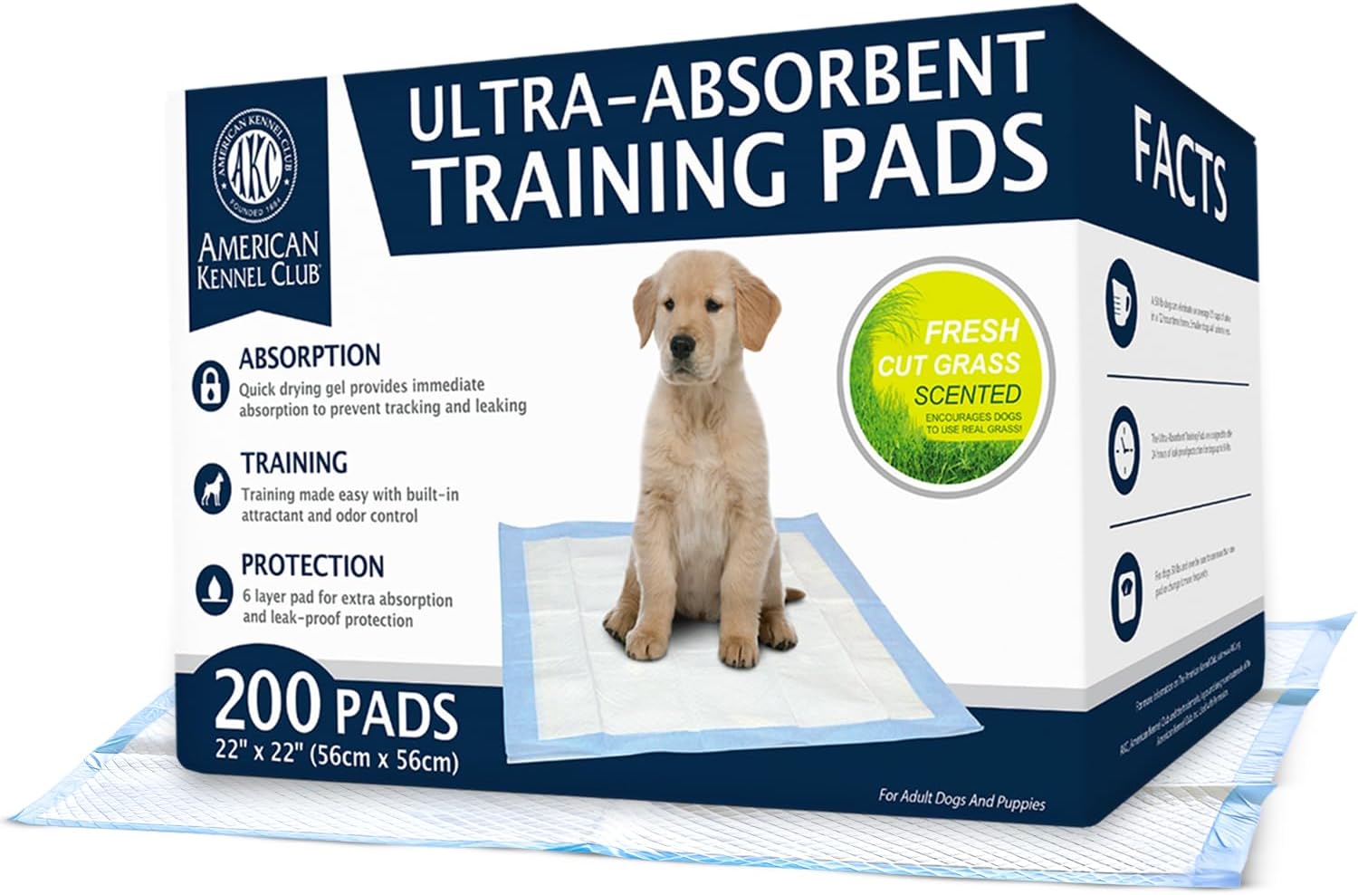 AKC Puppy Training Pads, 22" x 22", Lavender Scented, 150 Count