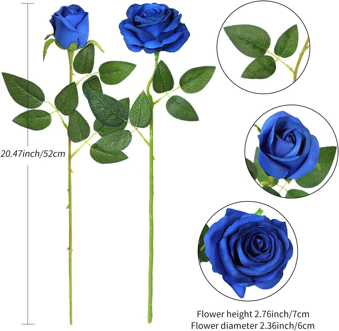 Hawesome 12PCS Artificial Silk Flowers Realistic Roses Bouquet Long Stem for Home Wedding Decoration Party (Yellow, 6 Flowers 6 Buds)