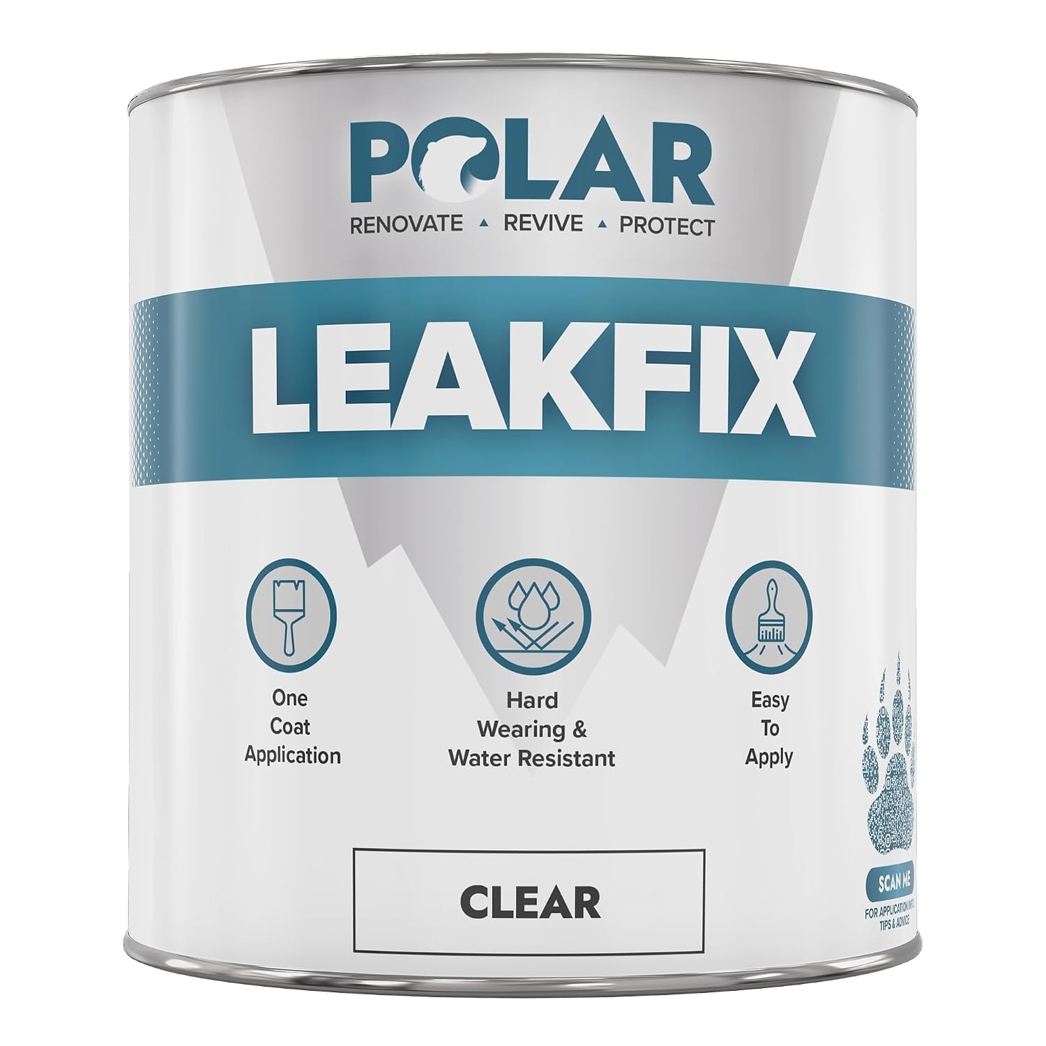 Polar Specialist Coatings Clear Leak Fix Paint - 35 oz - One Coat Waterproof Sealant with Reinforced Fibers, Instantly Seals Leaks & Cracks for Roofs