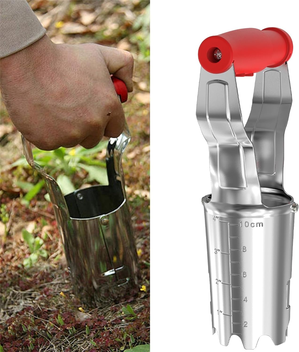 FLORA GUARD Bulb Planter with Depth Markers | Automatic Soil Releasing Seed Bulb Transplanter for Planting/Digging Tulips, Daffodils, Dahlias and More