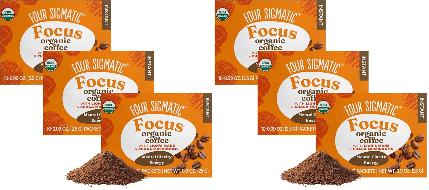 Four Sigmatic Mushroom Mix Coffee Lion's Mane | Focus | Pack of 3 (30 Packets Total)
