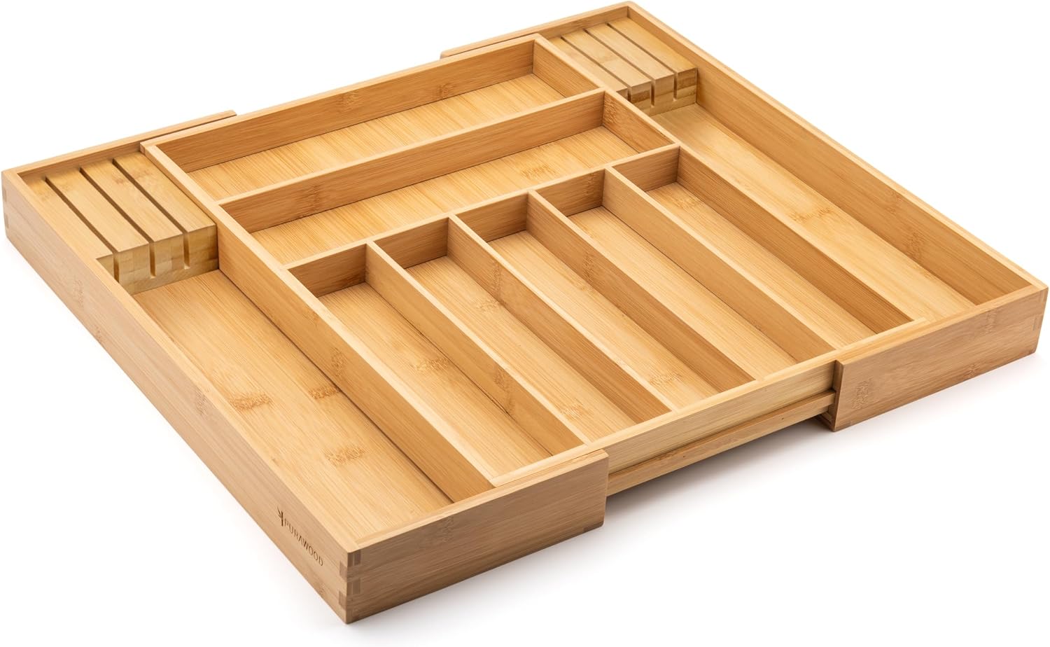Purawood Kitchen Drawer Organizer - Expandable Utensil Drawer Organizer for Kitchen, Cutlery Tray & Silverware Organizer