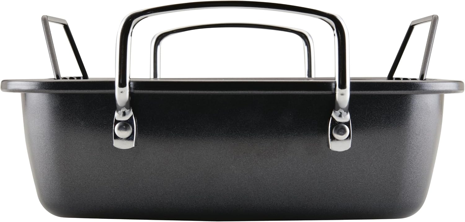 Circulon Total Bakeware Nonstick Roaster, Roasting Pan with Rack, 17-Inch x 13-Inch, Gray