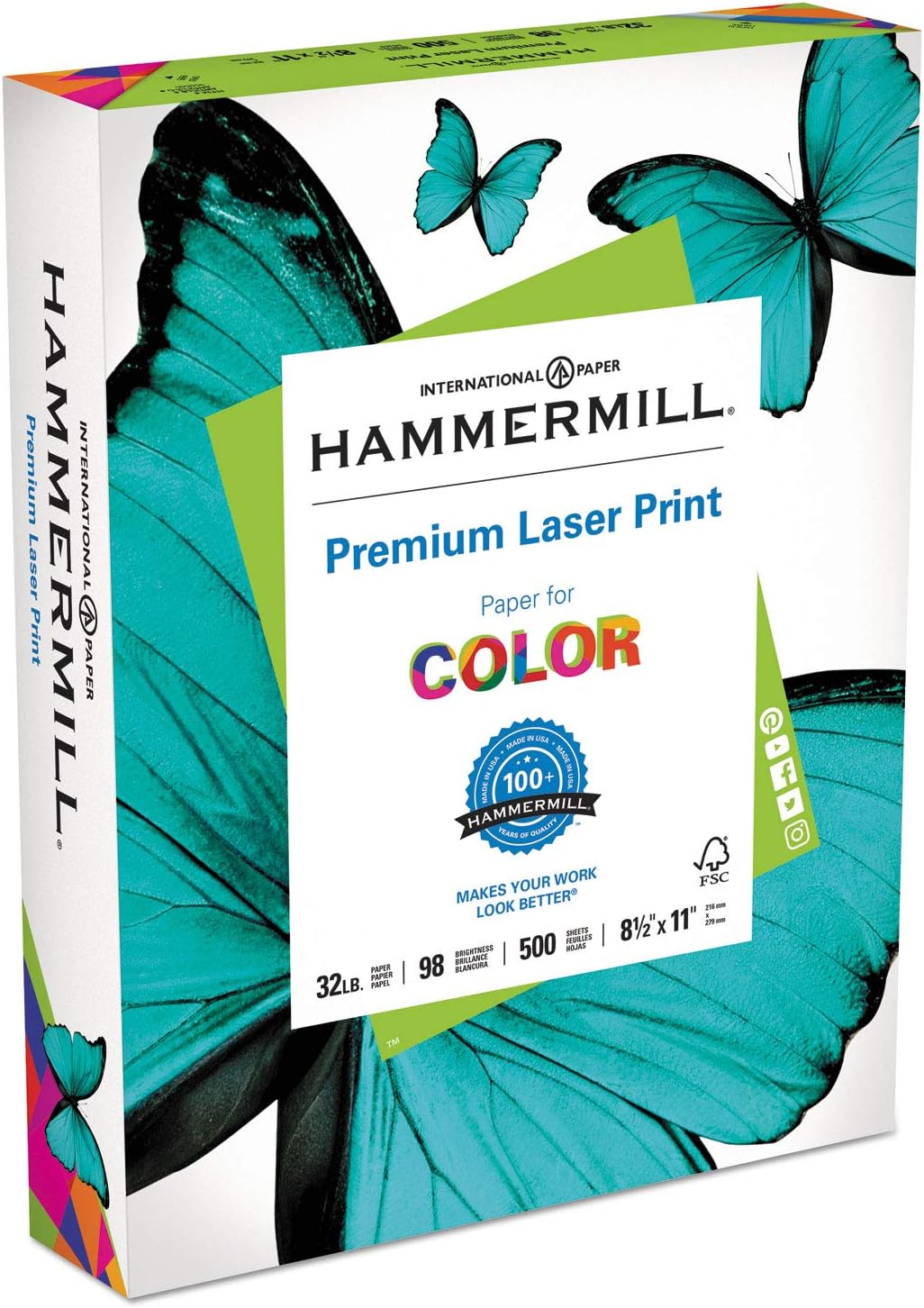 Hammermill Printer Paper, Premium Laser Print 24 lb, 8.5 x 11-5 Ream (2,500 Sheets) - 98 Bright, Made in the USA, 104640C
