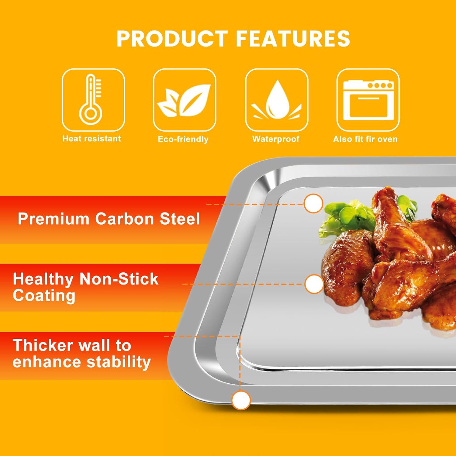 Air Fryer Grill Pan for Emeril Lagasse Everyday 360 Air Fryer, 12''×10'' Stainless Steel Air Fryer Accessories Replacement Crisper Tray Bake Pan, Not fit for Emeril Lagasse 26 QT 25 QT French Door