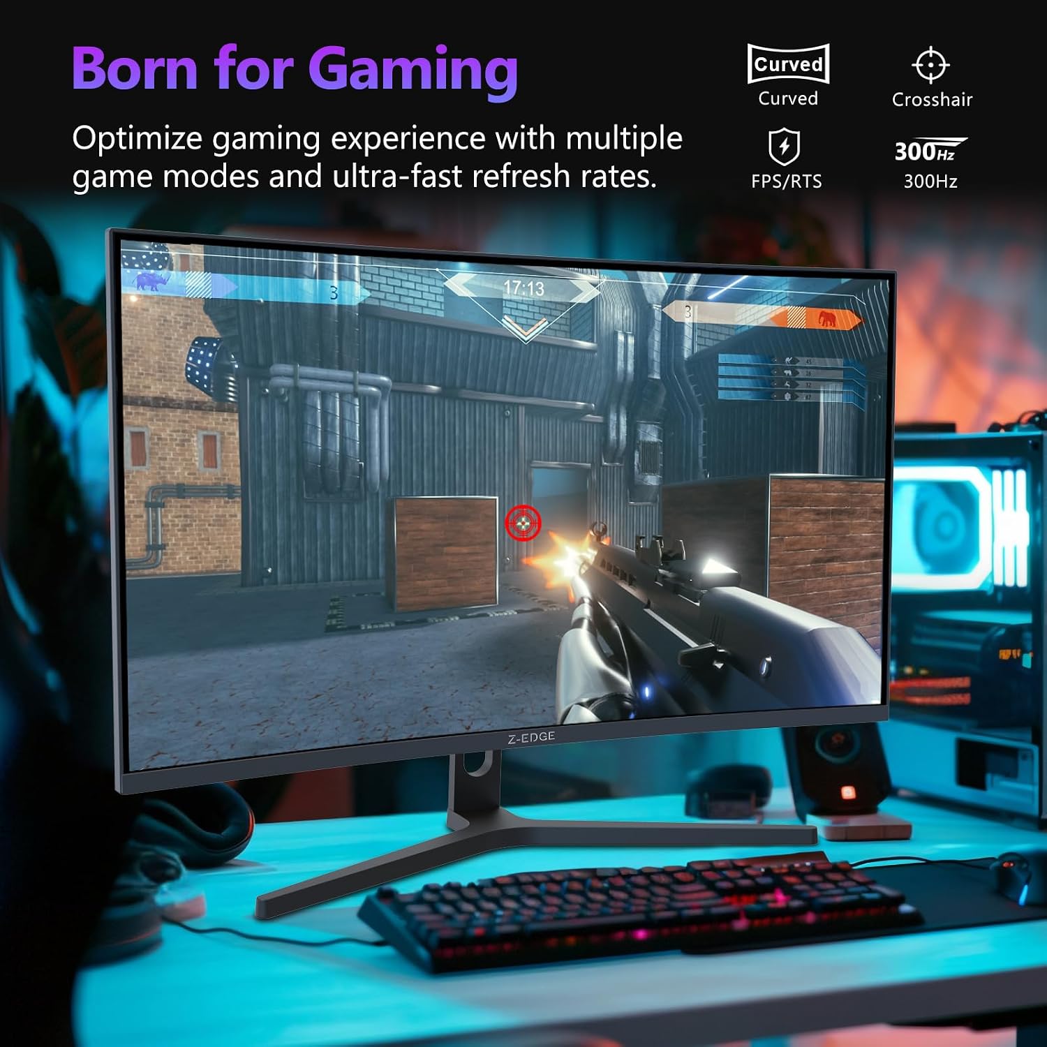 Z-Edge 34 inch WQHD 1440P Curved Gaming Monitor, 240Hz Computer Monitor | AG34P 1500R Frameless 21:9 Curved Screen, Height Adjustable, Office & Gaming, 1ms, Dual DP & HDMI, Metal Stand
