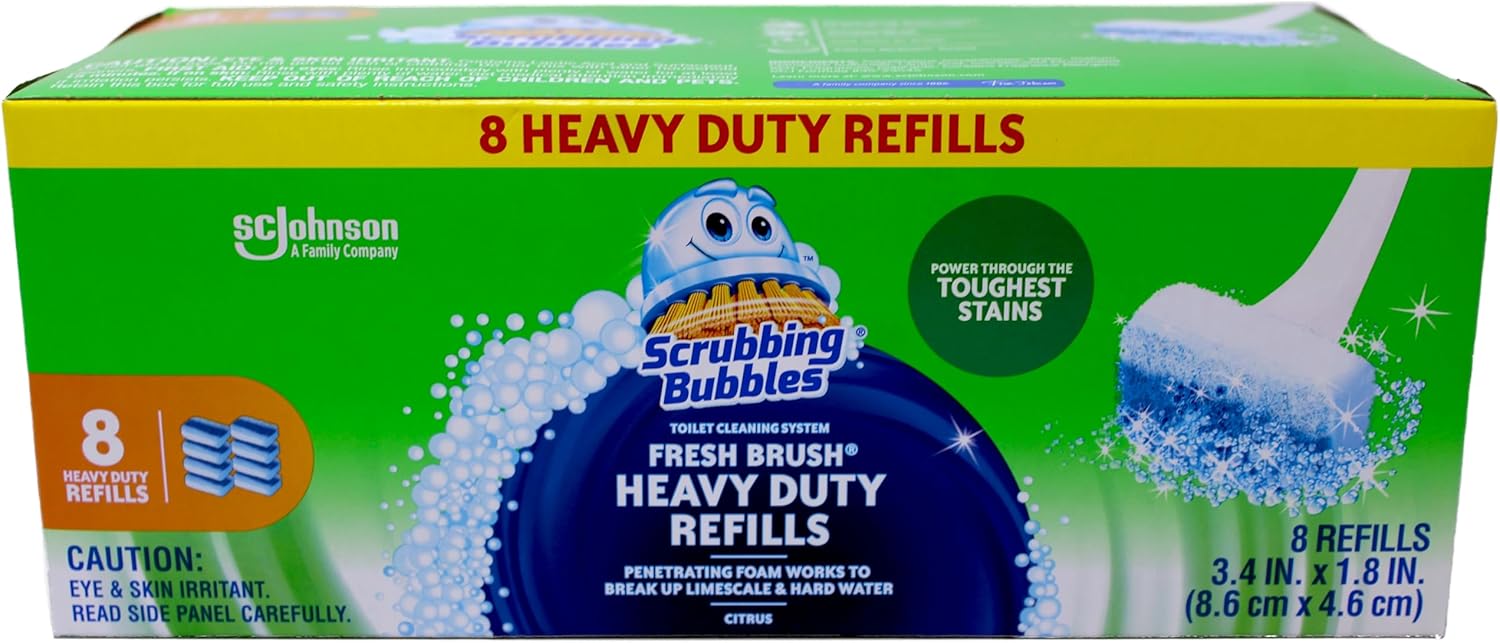 Scrubbing Bubbles Toilet Bowl Wand Cleaner Refills, Fresh Brush Heavy Duty Cleaner Toilet Refill Pads, Removes Limescale & Odors, Citrus Scent, 8 Count (Pack of 1)