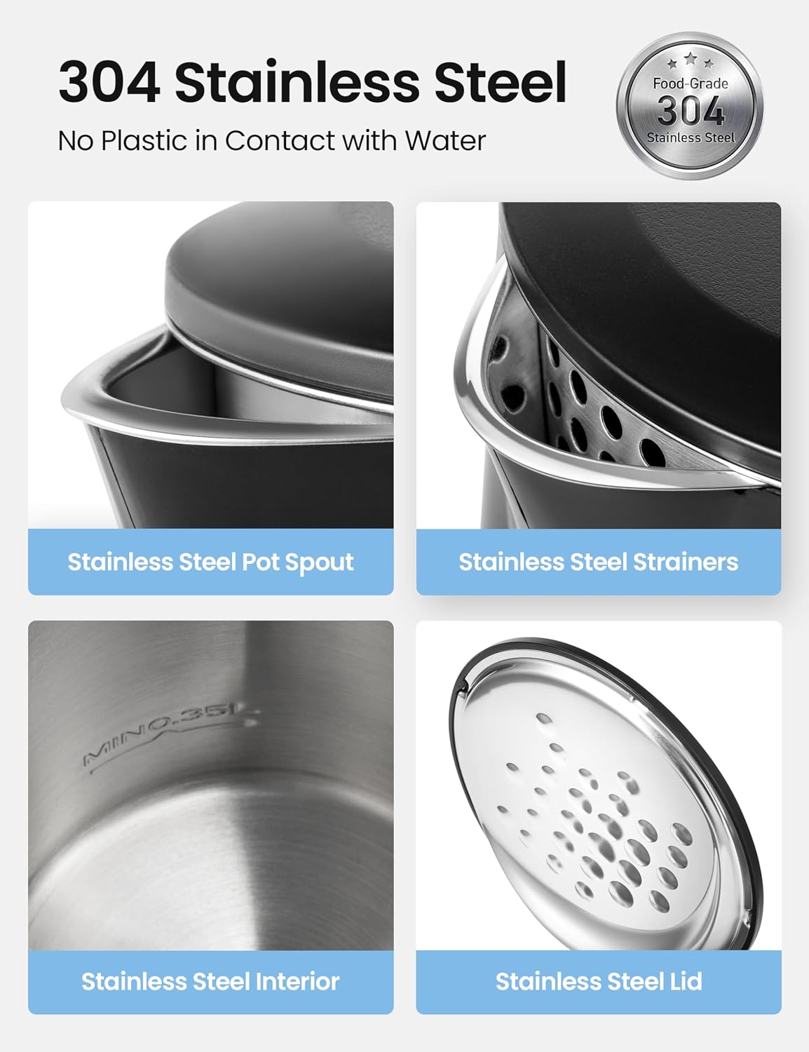 Comfee 1.7L Stainless Steel Electric Tea Kettle, BPA-Free Hot Water Boiler, Cordless with LED Light, Auto Shut-Off and Boil-Dry Protection