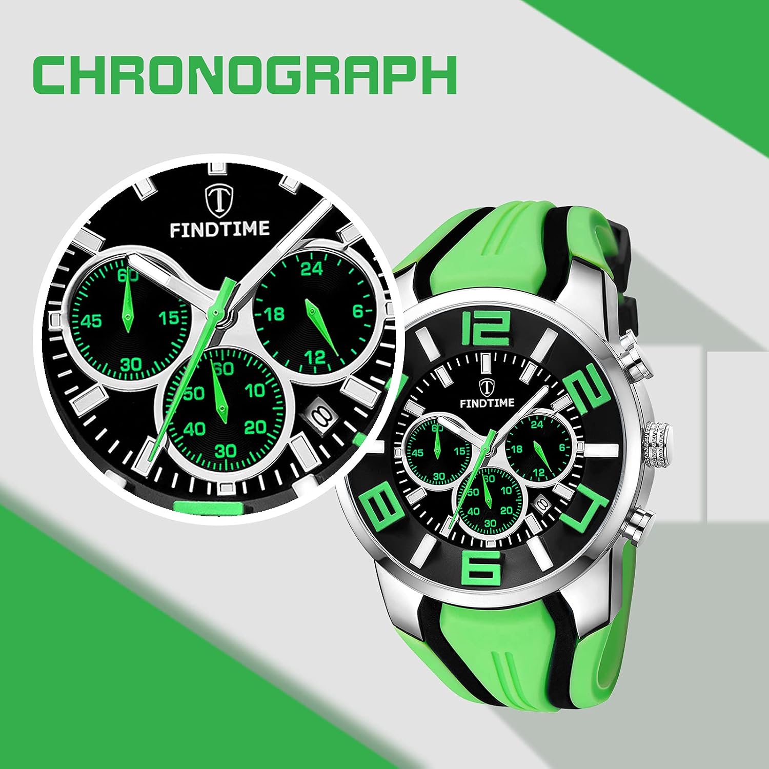 findtime Mens Sport Watches for Men Reloj para Hombre Colorful Cool Unique Analog Stylish Wrist Watch Chronograph for Running Training Stopwatch
