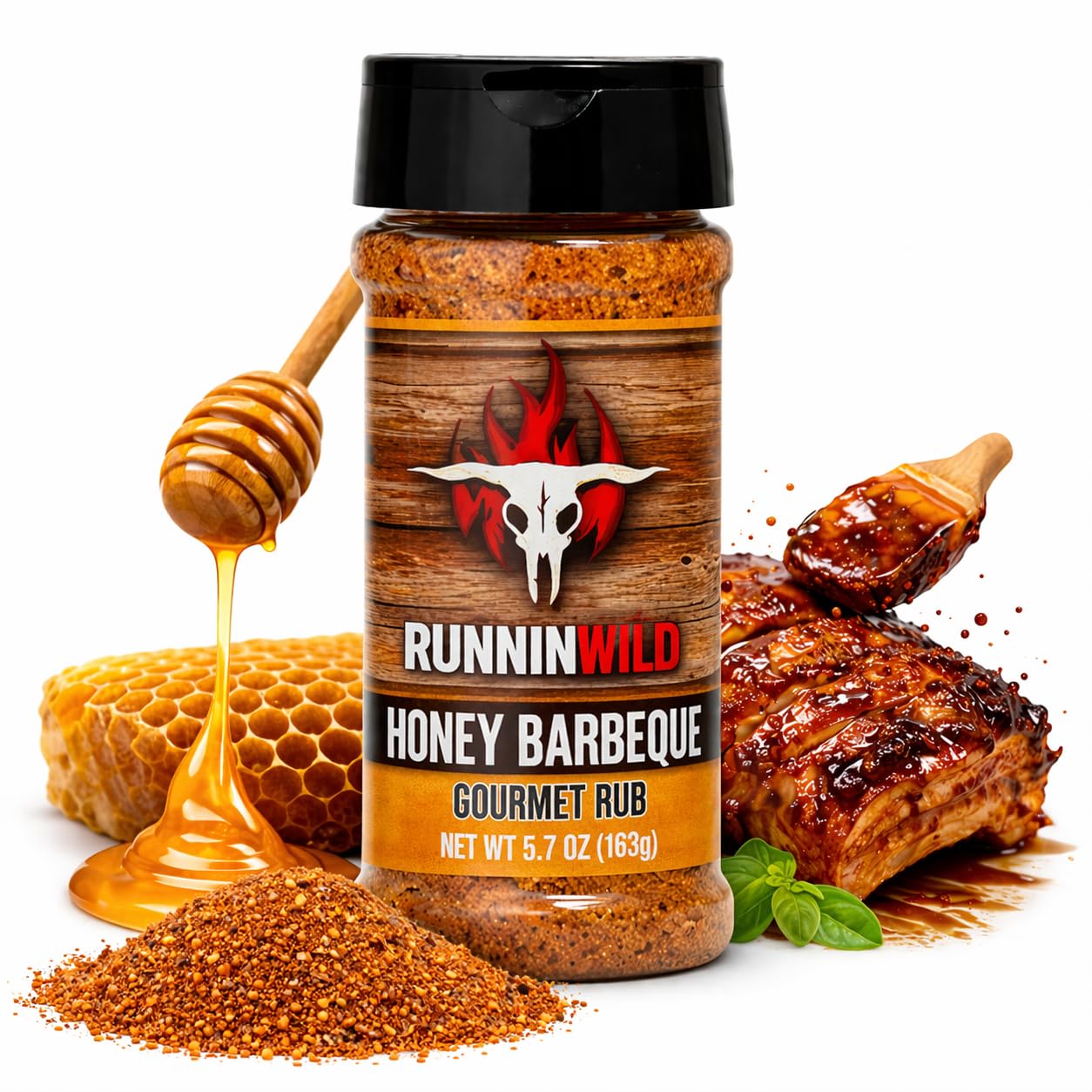 Gourmet Honey BBQ Rub & Seasoning – Delicious Sweet & Smoky Flavor for Pork, Chicken, Ribs & Salmon | Premium BBQ Dry Rub | Runnin’ Wild Foods