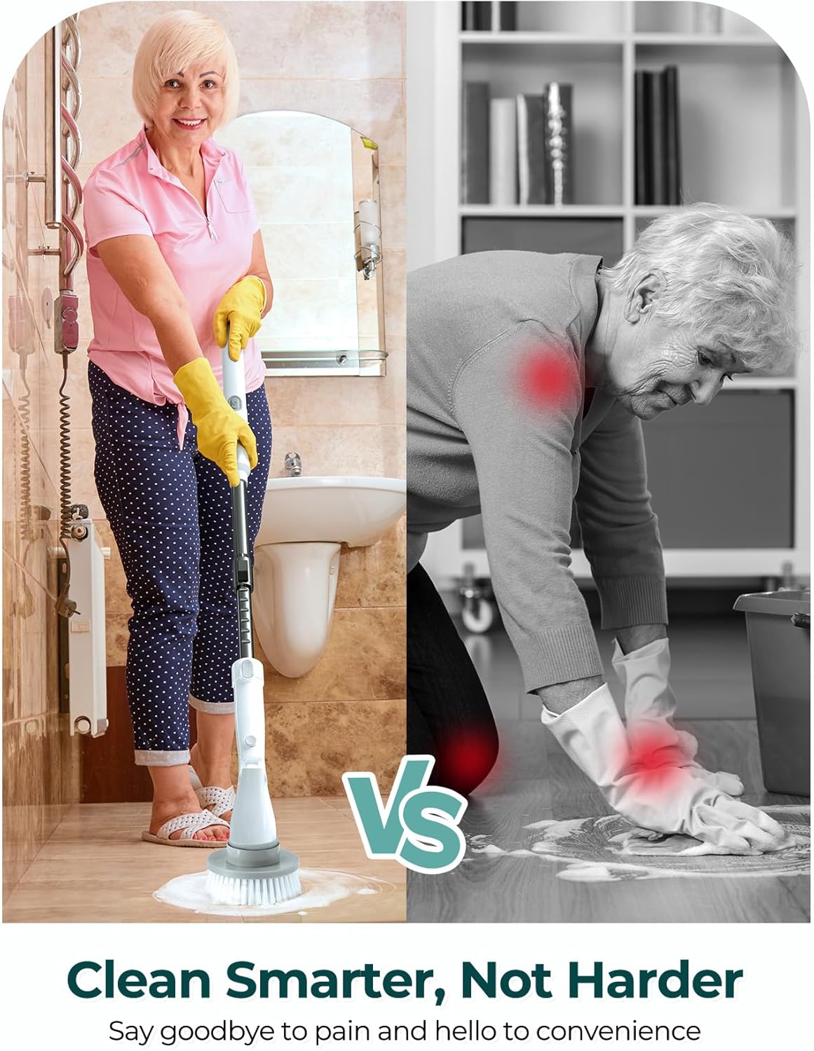 Sweepulire Electric Spin Scrubber for Cleaning, Shower Scrubber | with Long Handle, 2 Spin Speeds