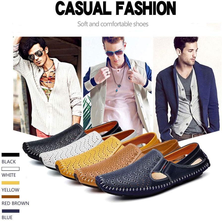 Men's Driving Shoes Leather Slipper Casual Slip on Loafers | Top Grain Leather Upper, Moccasin Toe, Slip-on, Traction Rubber Outsole, Mens Dress Shoes, Mens Casual Loafers