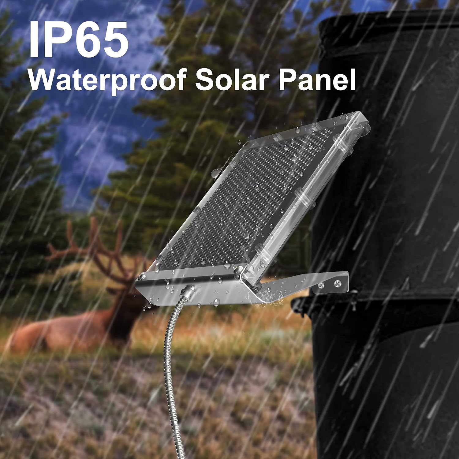 POWOXI 12V 1.7W Deer Feeder Solar Panel Waterproof with Bracket & Clip