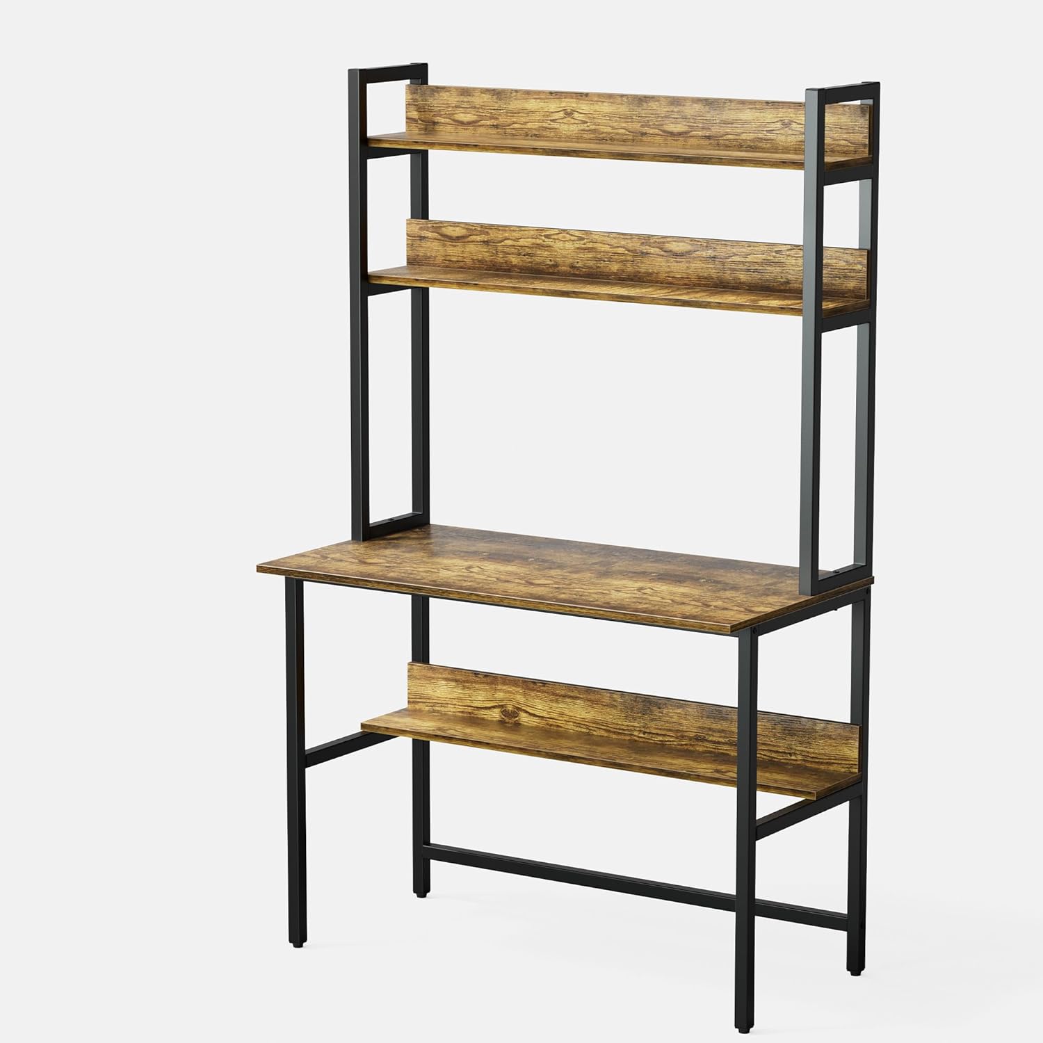 Aquzee Computer Desk with Shelves, 47" W x 23.6" D Gaming Desk with Hutch and Bookshelf