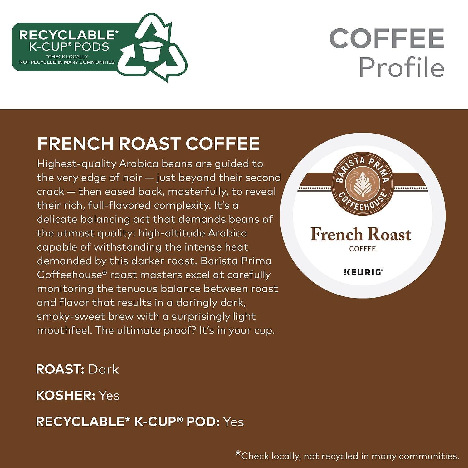 Barista Prima Coffeehouse 6611 French Roast K-Cups Coffee Pack, 24/box