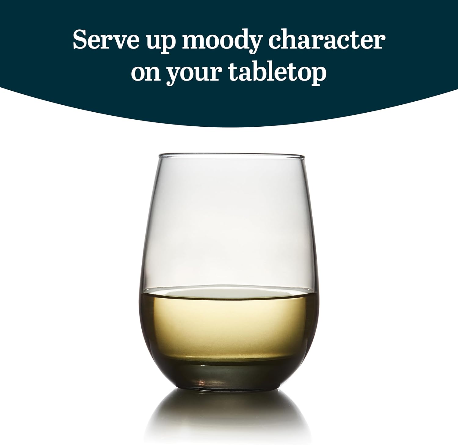 Libbey Classic Blue All-Purpose Stemless Wine Glasses Set 6, Timeless Wine Cups Set of 6, 15.25 Oz, Wine Glass Set for Dinners, Weeknights