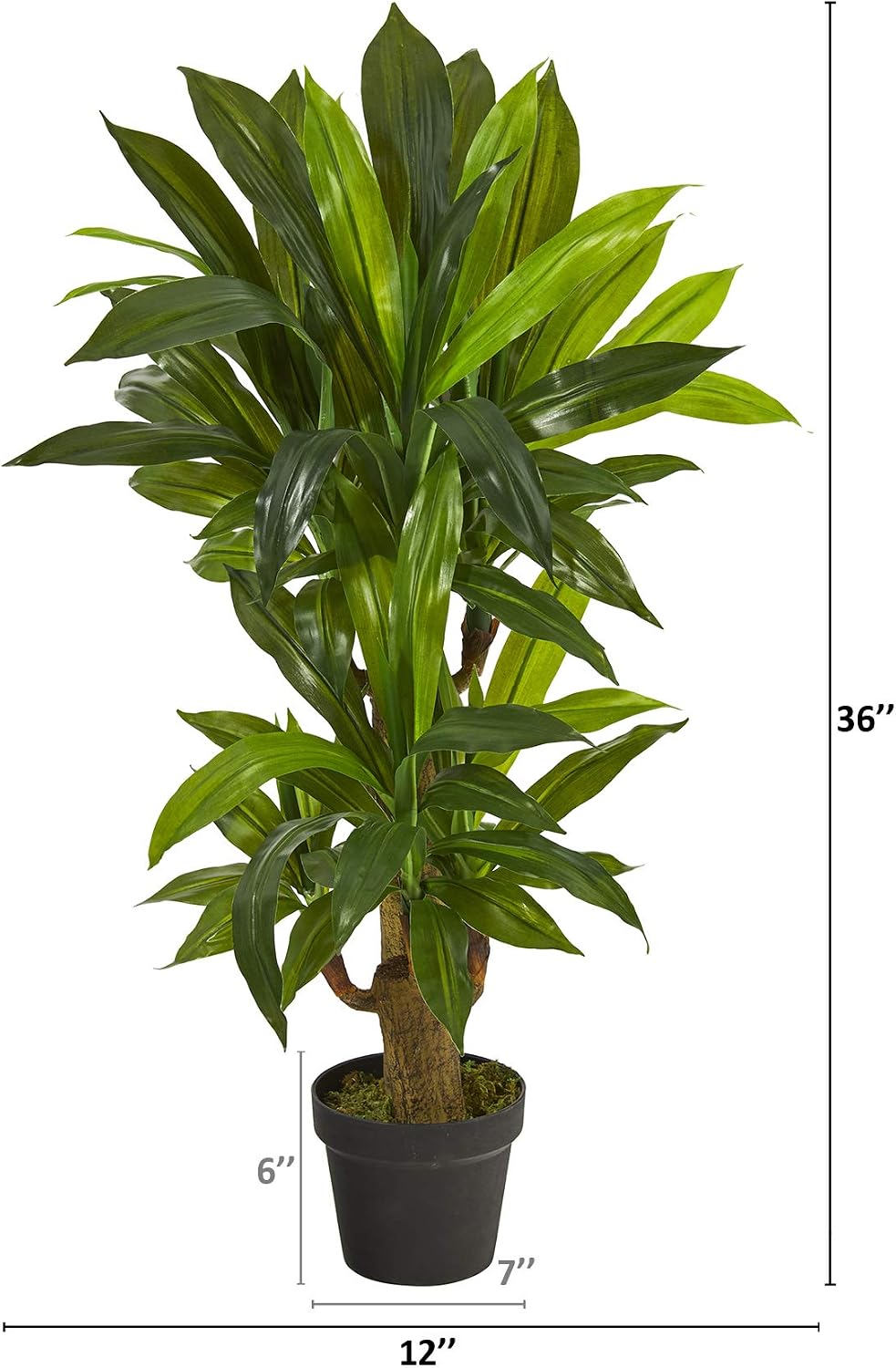 Nearly Natural 3 ft Artificial Corn Stalk Dracaena Real-Touch Floor Plant